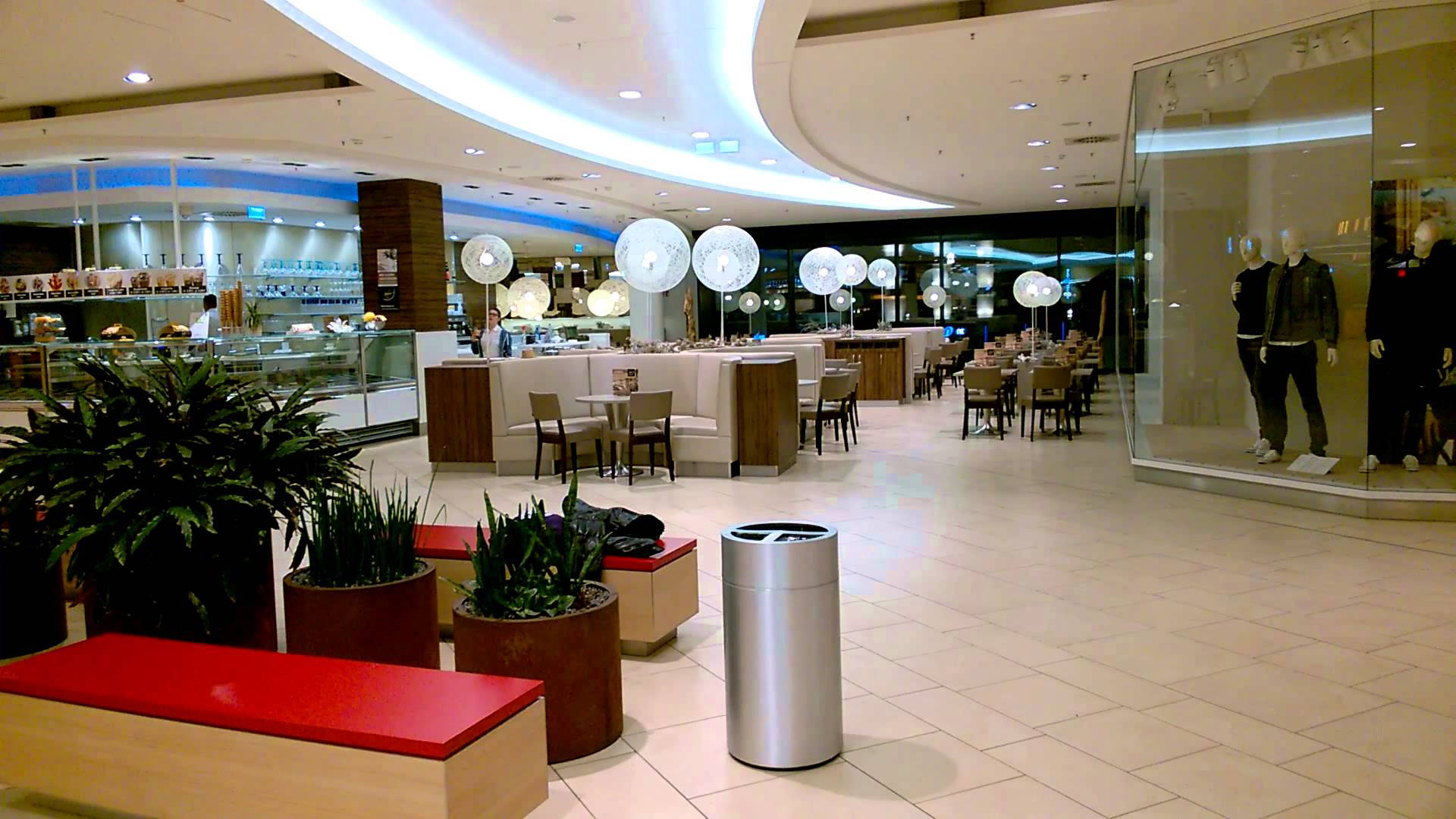 modern shopping mall, food court, bright lighting, Full HD Desktop Wallpaper