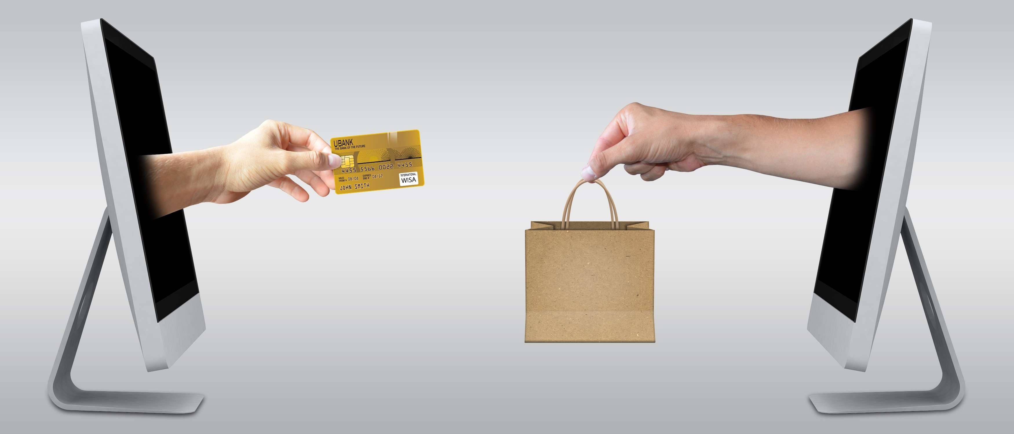 credit card, paper shopping bag, computer monitors, 2K Desktop Wallpaper