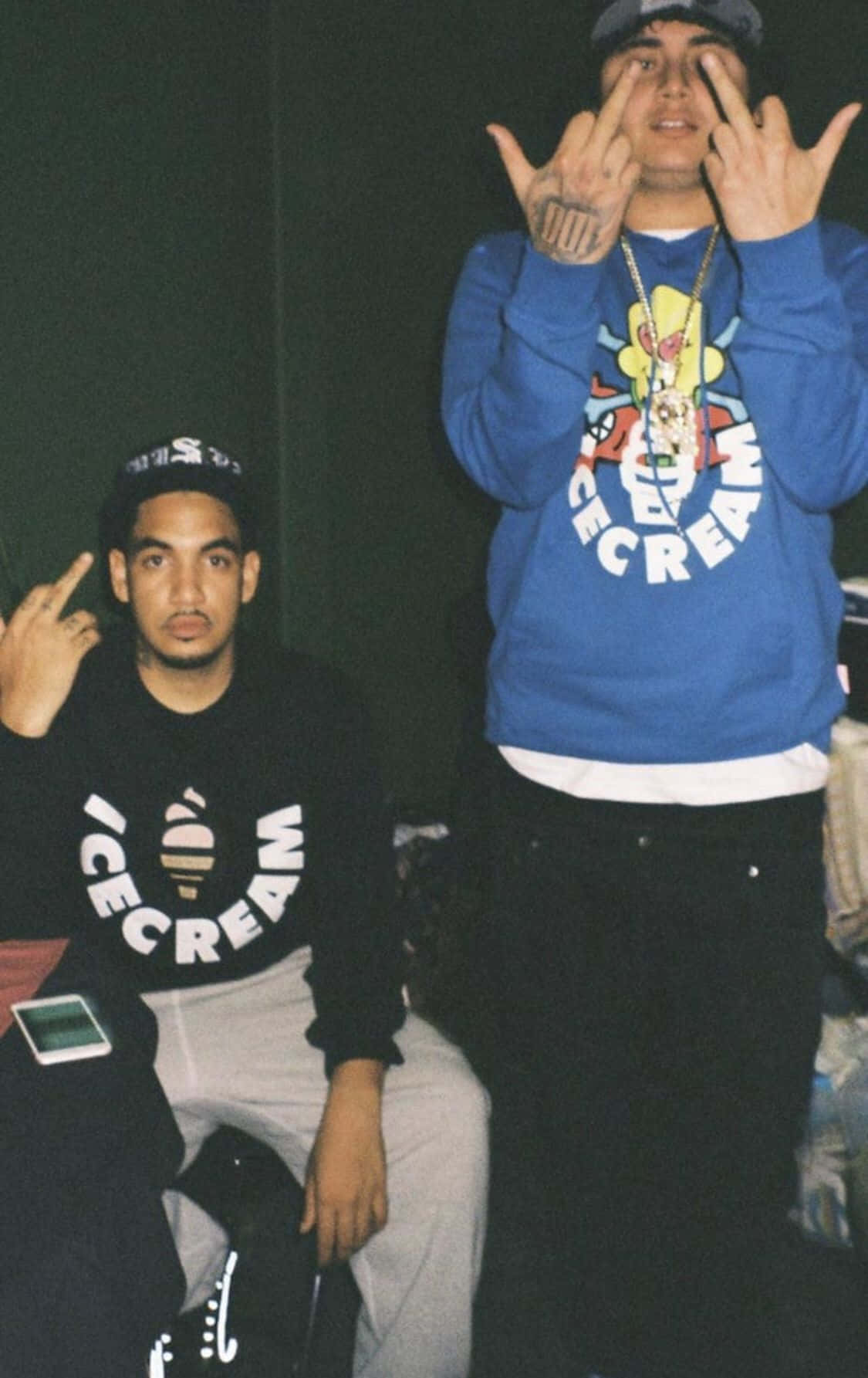 Shoreline Mafia, ice cream themed sweatshirts, dimly lit room, HD Phone Wallpaper