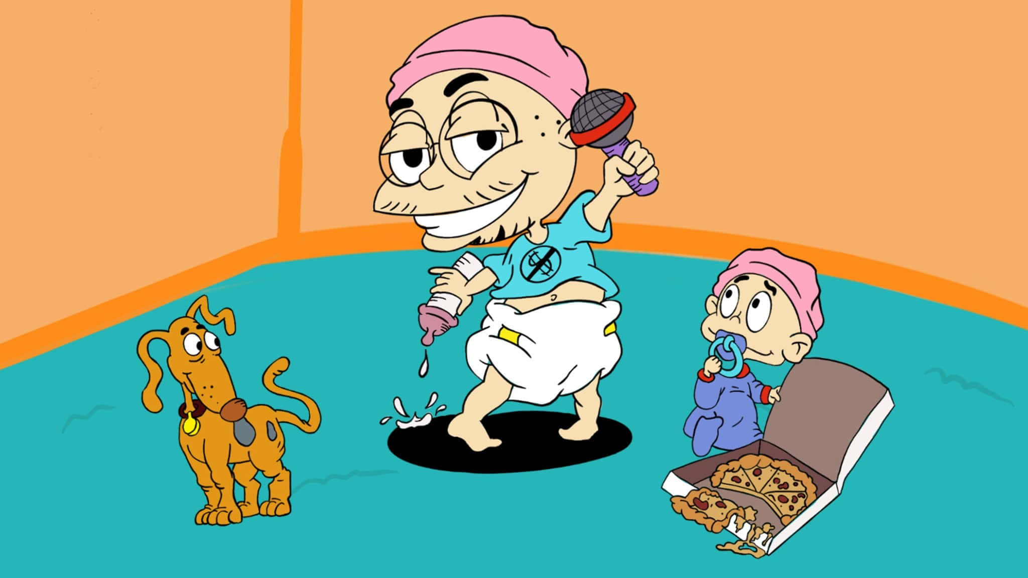 Shoreline Mafia, pink hat, diaper, Full HD Desktop Wallpaper