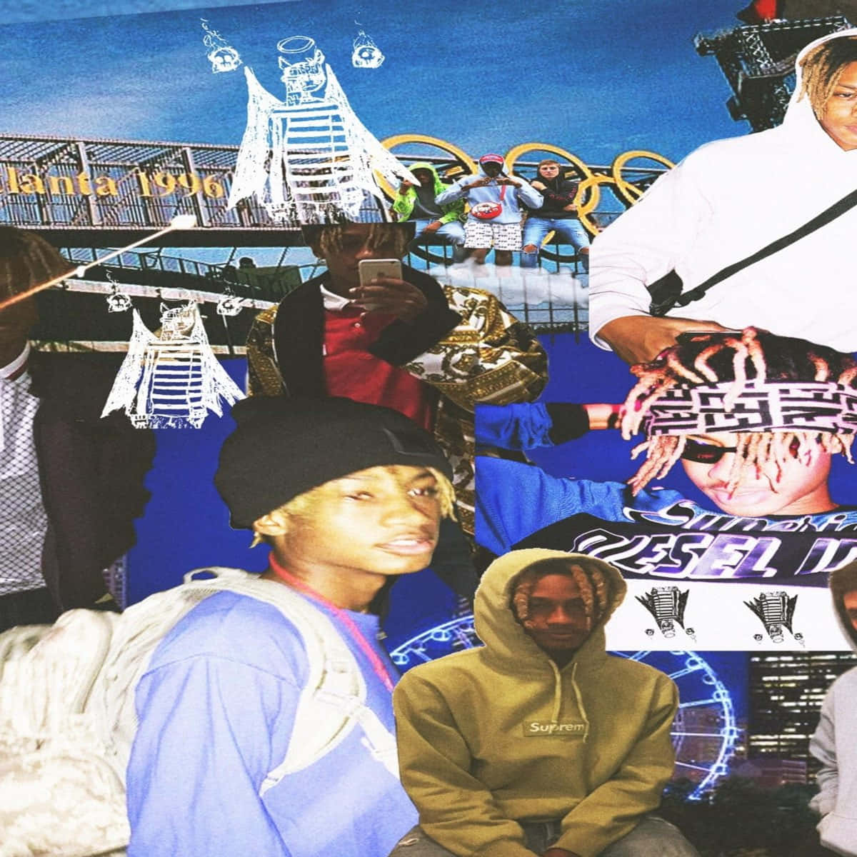Shoreline Mafia, blue sky, surreal white structures, SD Desktop Wallpaper
