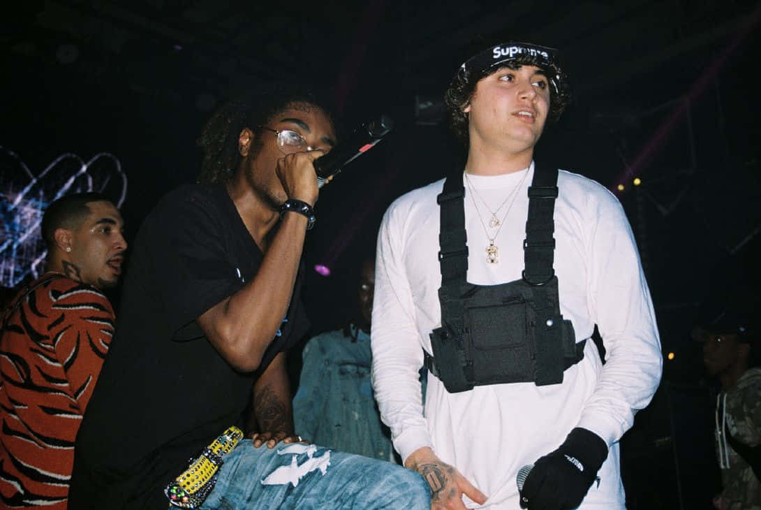 Shoreline Mafia, stage lights, white shirt, SD Desktop Wallpaper