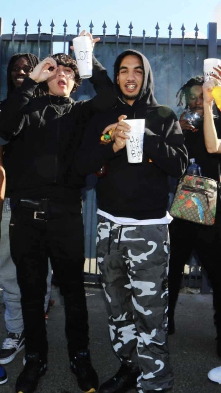 Shoreline Mafia, black hoodies, camouflage pants, HD Phone Wallpaper