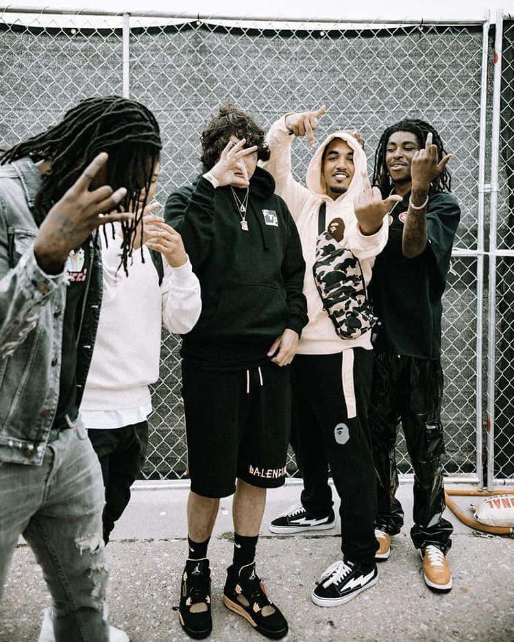 Shoreline Mafia, chain-link fence, streetwear, SD Phone Wallpaper