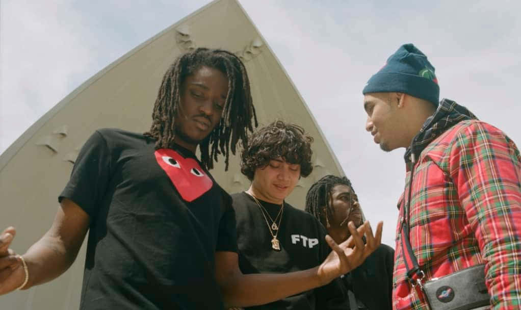 Shoreline Mafia, white tent structure, bright day, SD Desktop Wallpaper