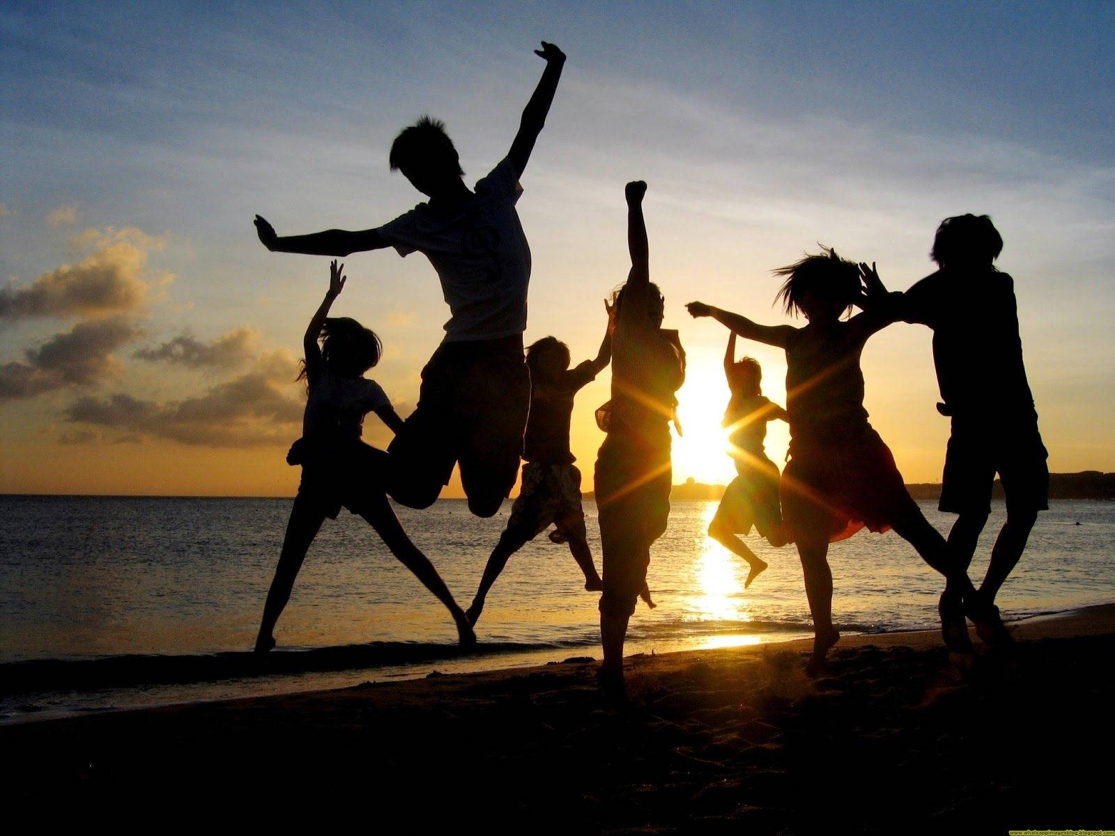 children, beach, sunrise, HD Desktop Wallpaper