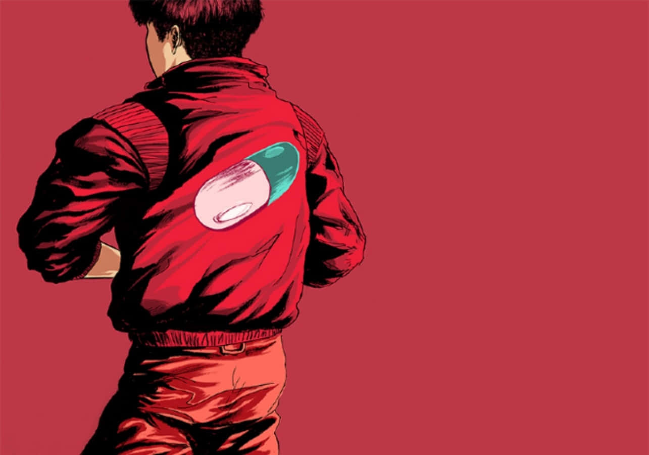 Shotaro Kaneda, red jacket, pill logo, HD Desktop Wallpaper