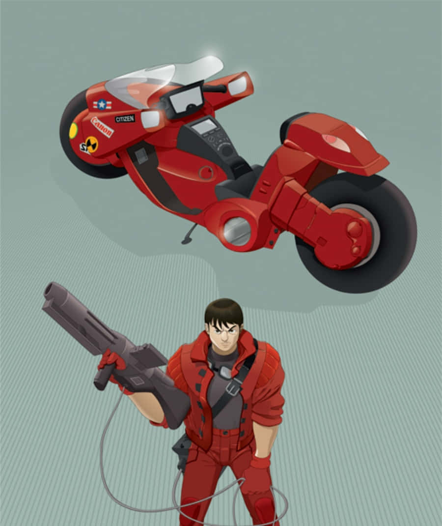 Shotaro Kaneda, red motorcycle, red gear, SD Phone Wallpaper