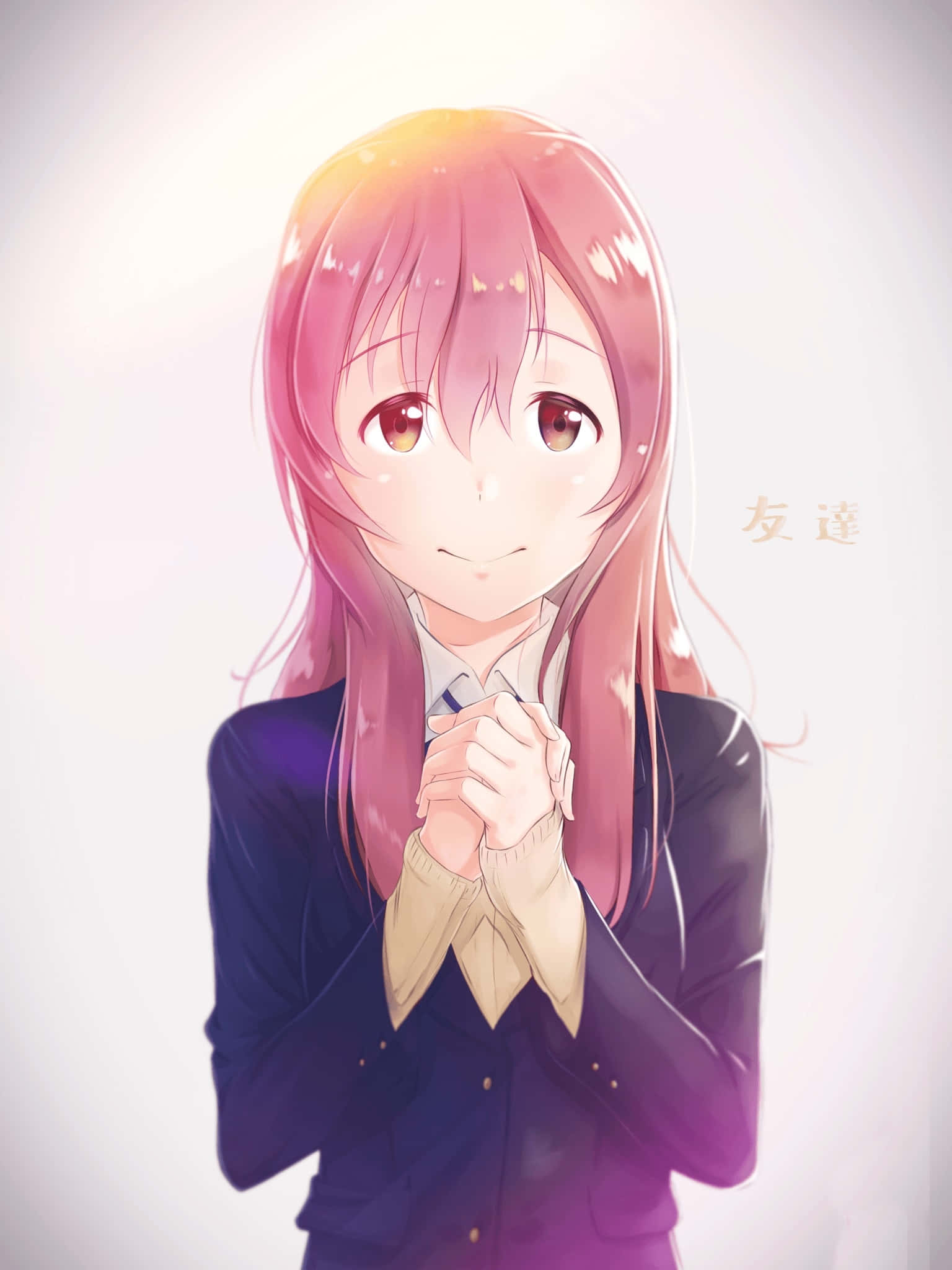 Shouko Nishimiya, pink hair, warm eyes, Full HD Phone Wallpaper