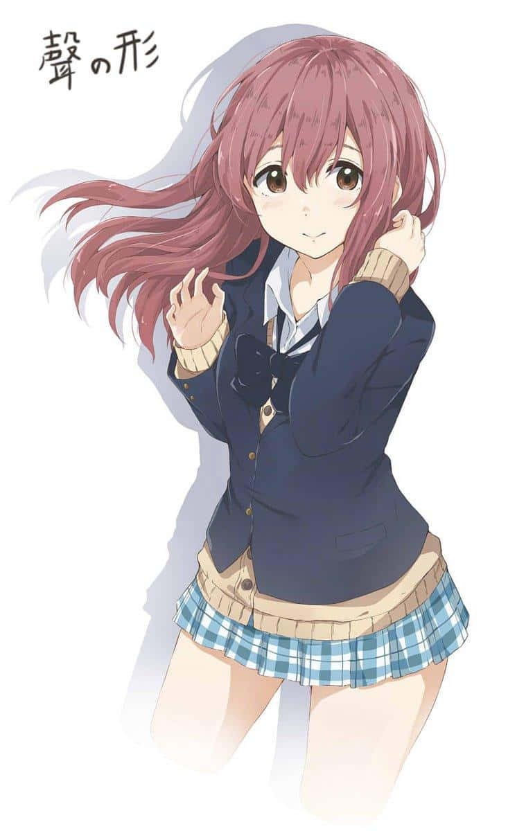 Shouko Nishimiya, pink hair, school uniform, SD Phone Wallpaper