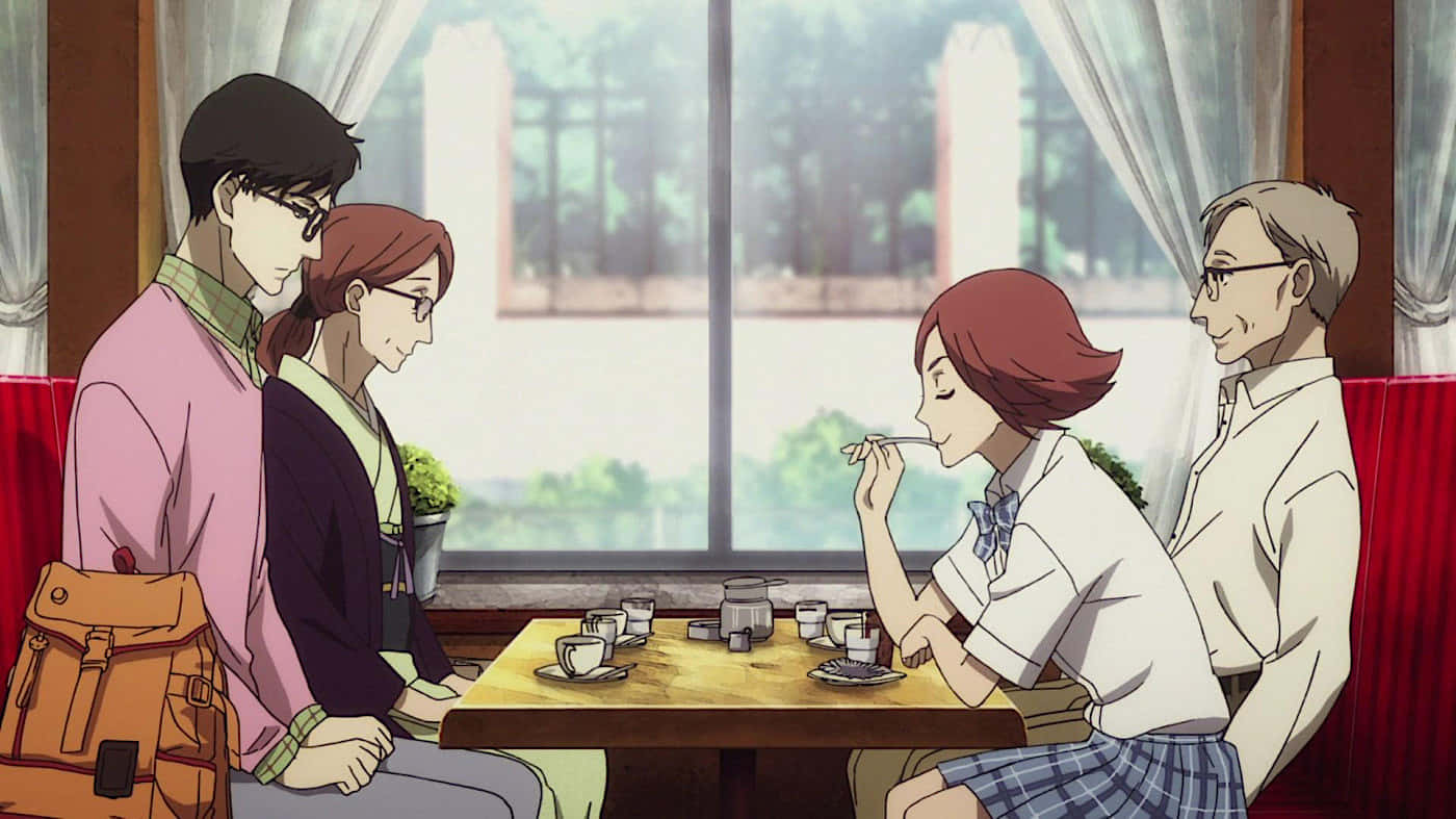 Shouwa genroku rakugo shinjuu, café table, tea, HD Desktop Wallpaper