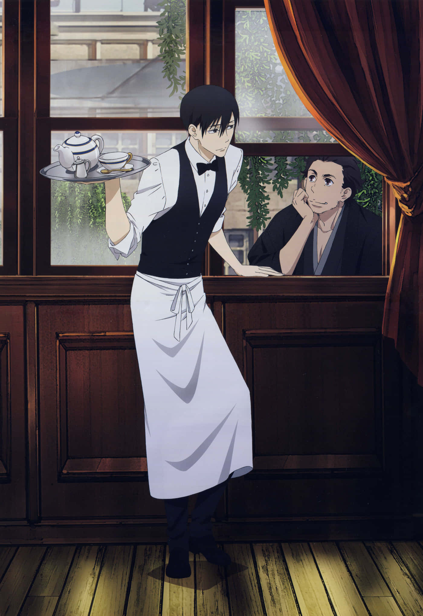 Shouwa Genroku Rakugo Shinjuu, white apron, black vest, Full HD Phone Wallpaper