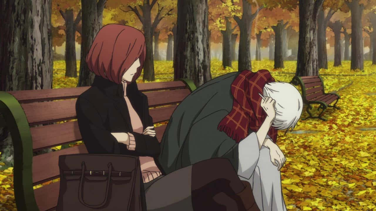 Shouwa Genroku Rakugo Shinjuu, rakugo performer, park bench, HD Desktop Wallpaper
