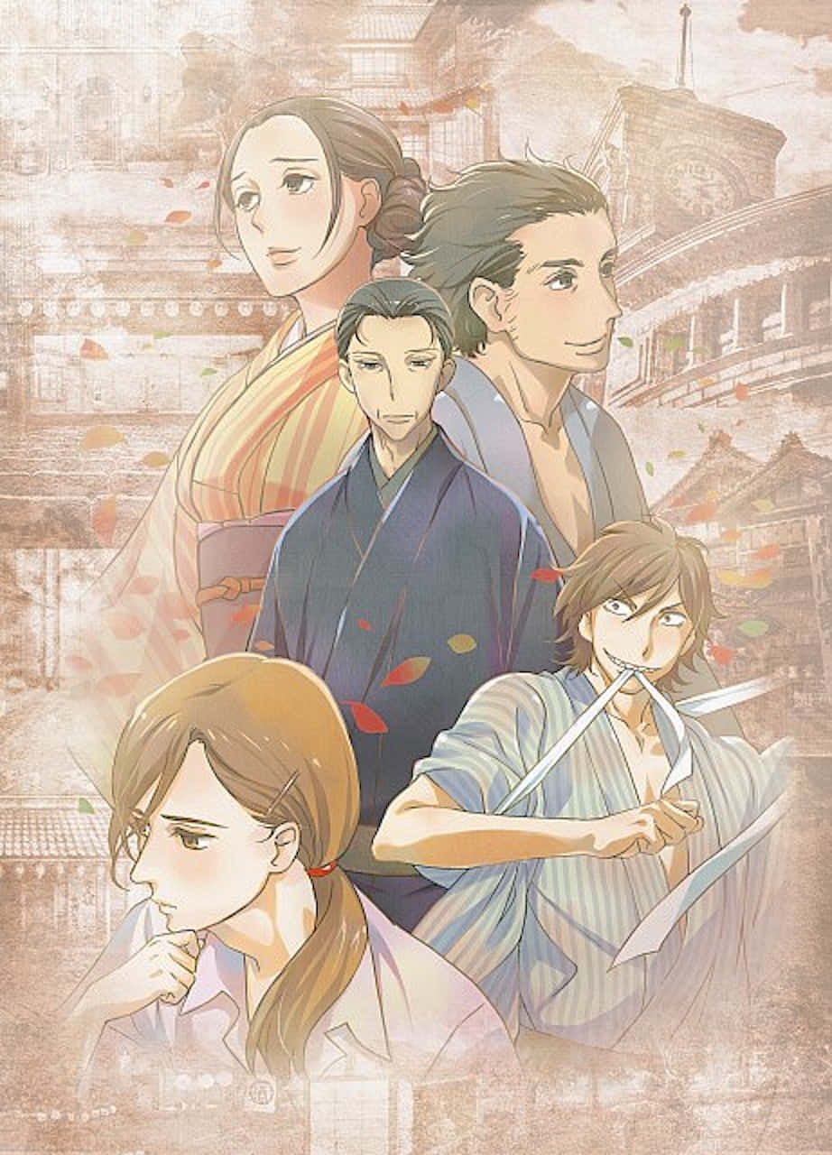 Shouwa Genroku Rakugo Shinjuu, autumn leaves, traditional Japanese attire, HD Phone Wallpaper