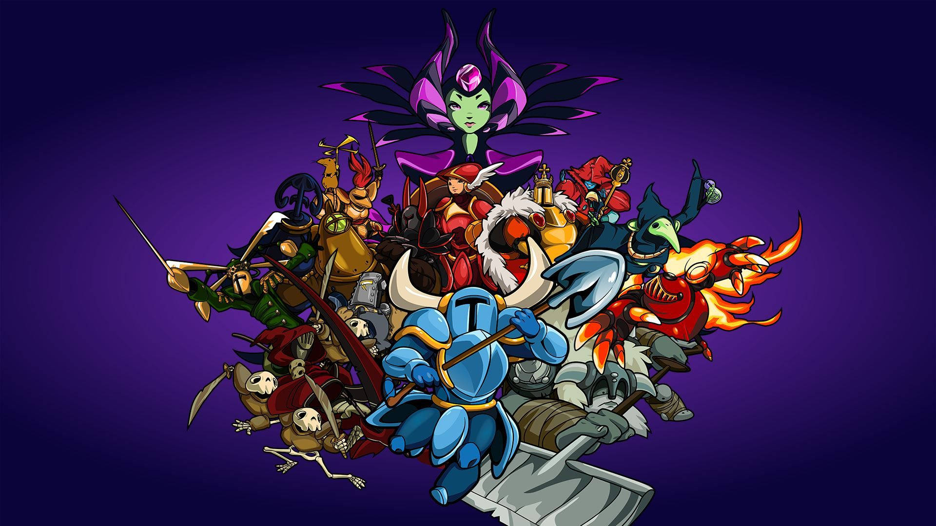 Shovel Knight, blue knight, green witch, Full HD Desktop Wallpaper