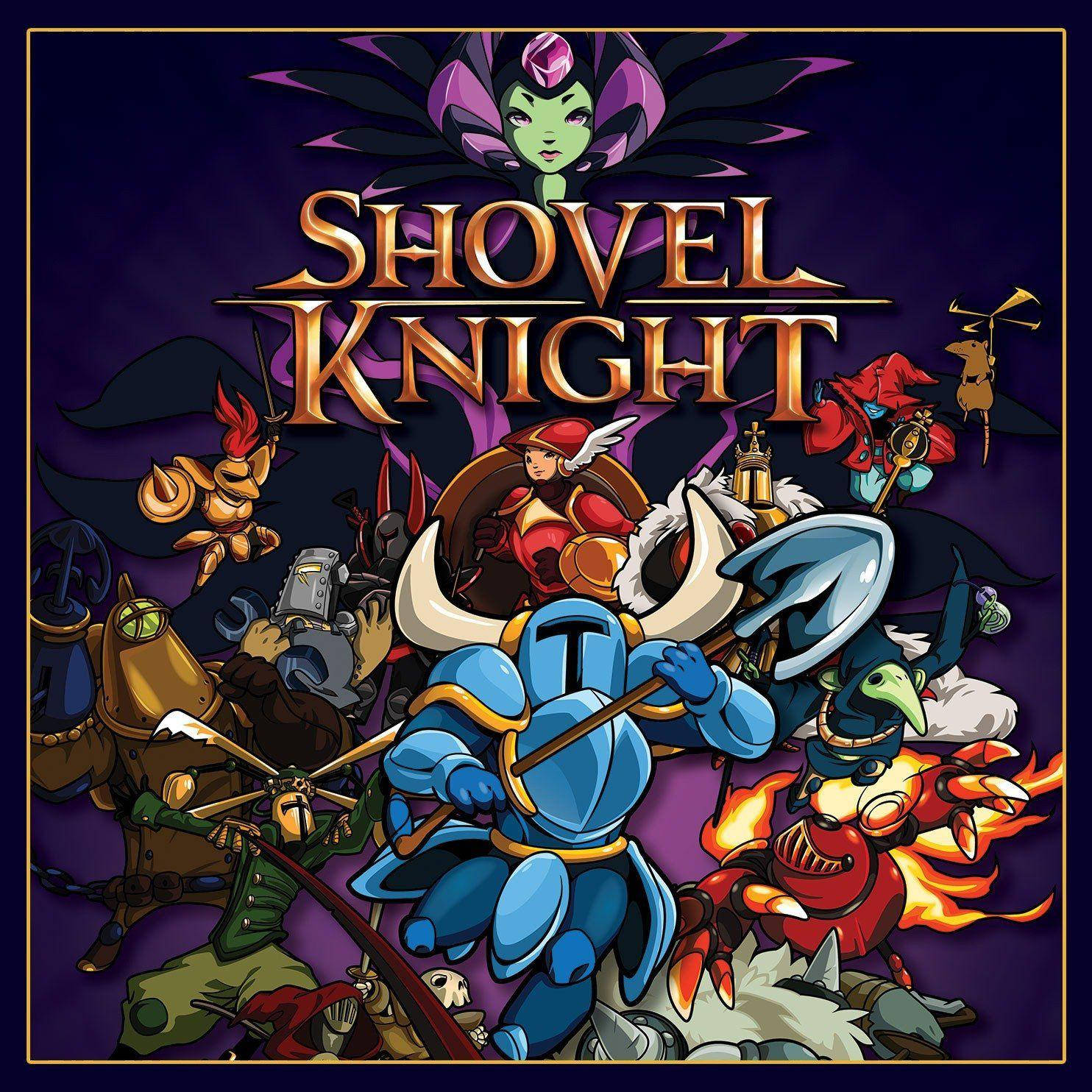 Shovel Knight, alternate game cover, dark purple backdrop, HD Desktop Wallpaper