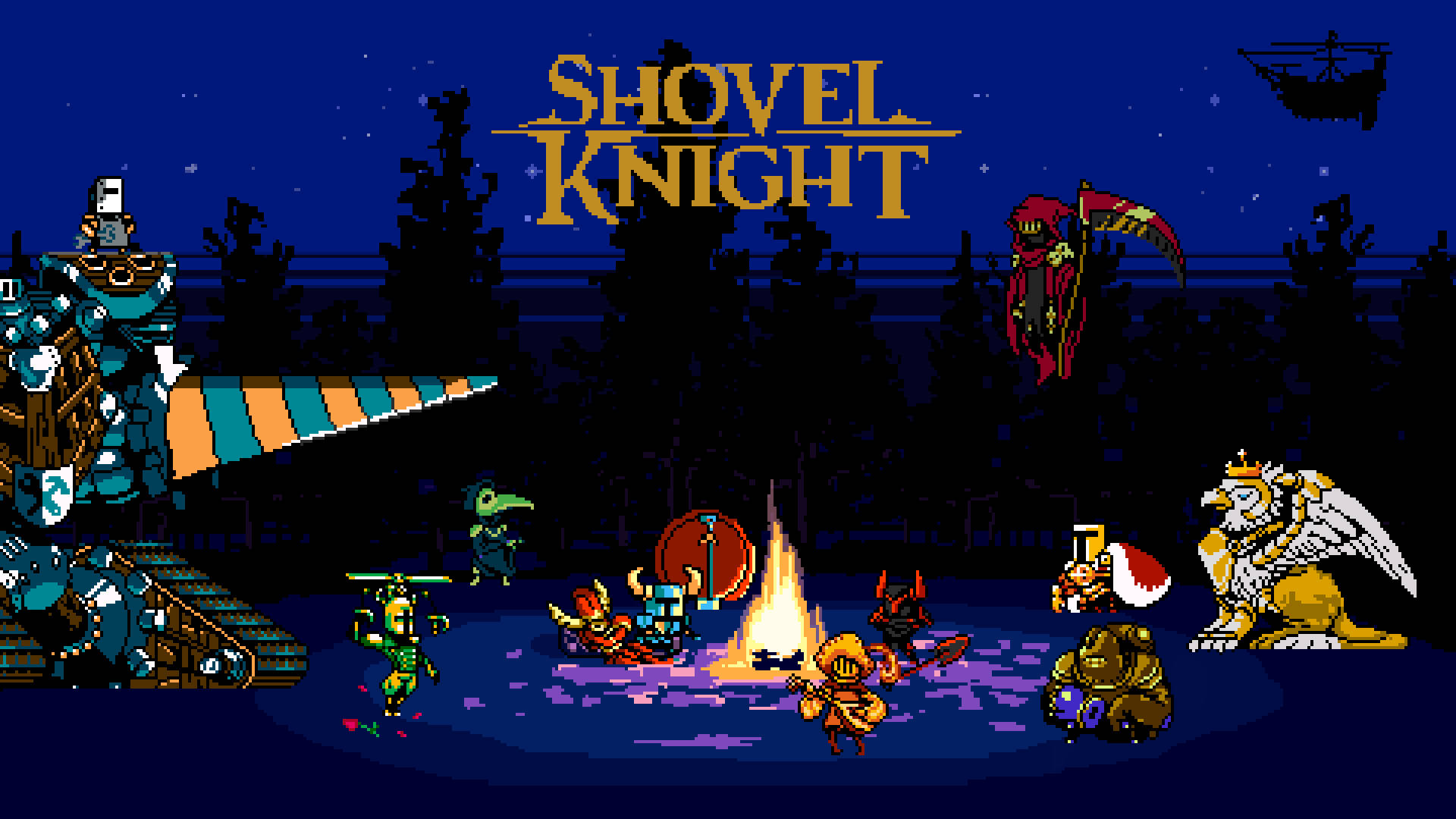 Shovel Knight, pixel art, campfire, Full HD Desktop Wallpaper