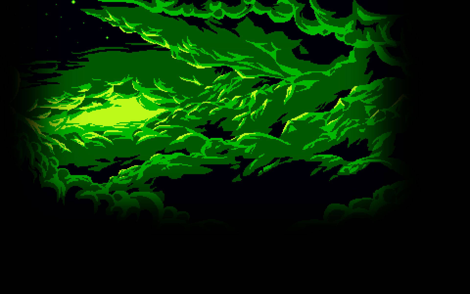 Shovel Knight, retro concept art, vibrant green pixelated clouds, Full HD Desktop Wallpaper