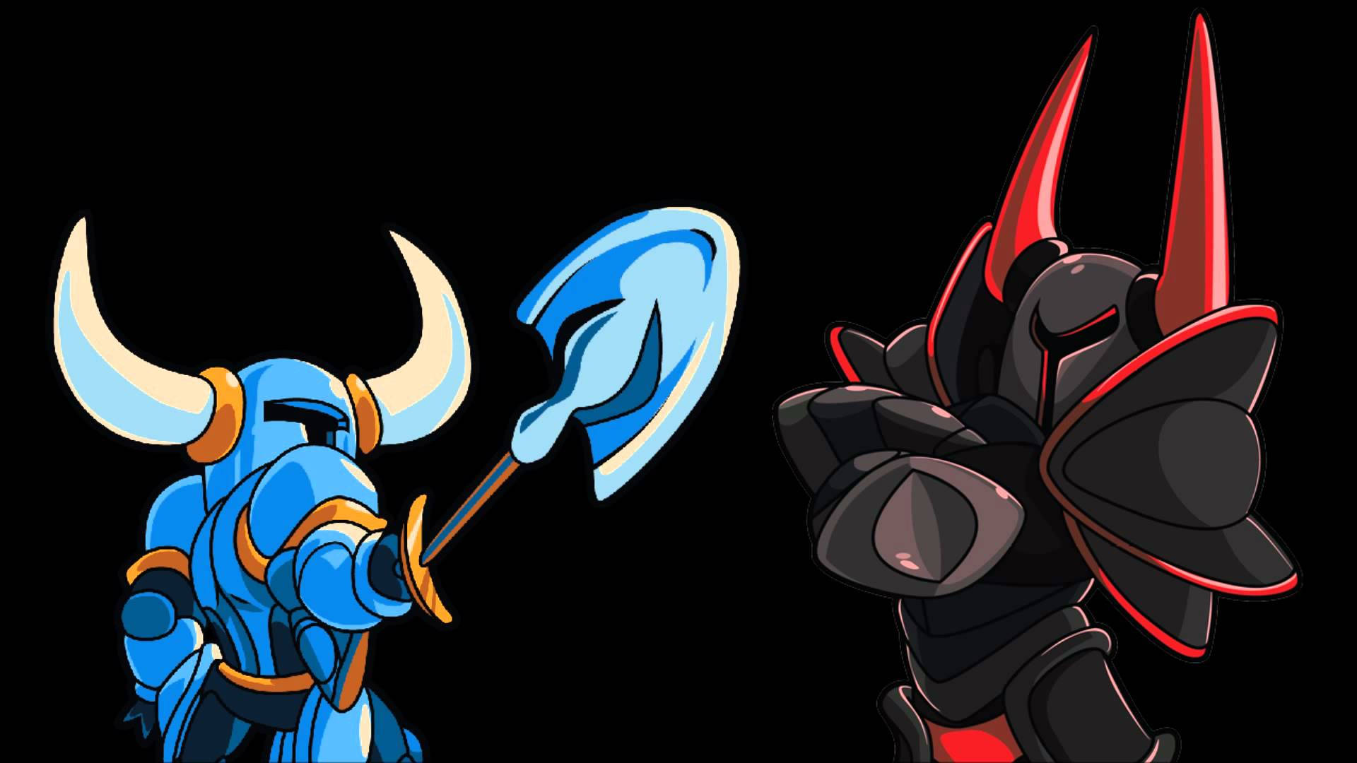 Shovel Knight, Black Knight, blue with horns and shield, Full HD Desktop Wallpaper