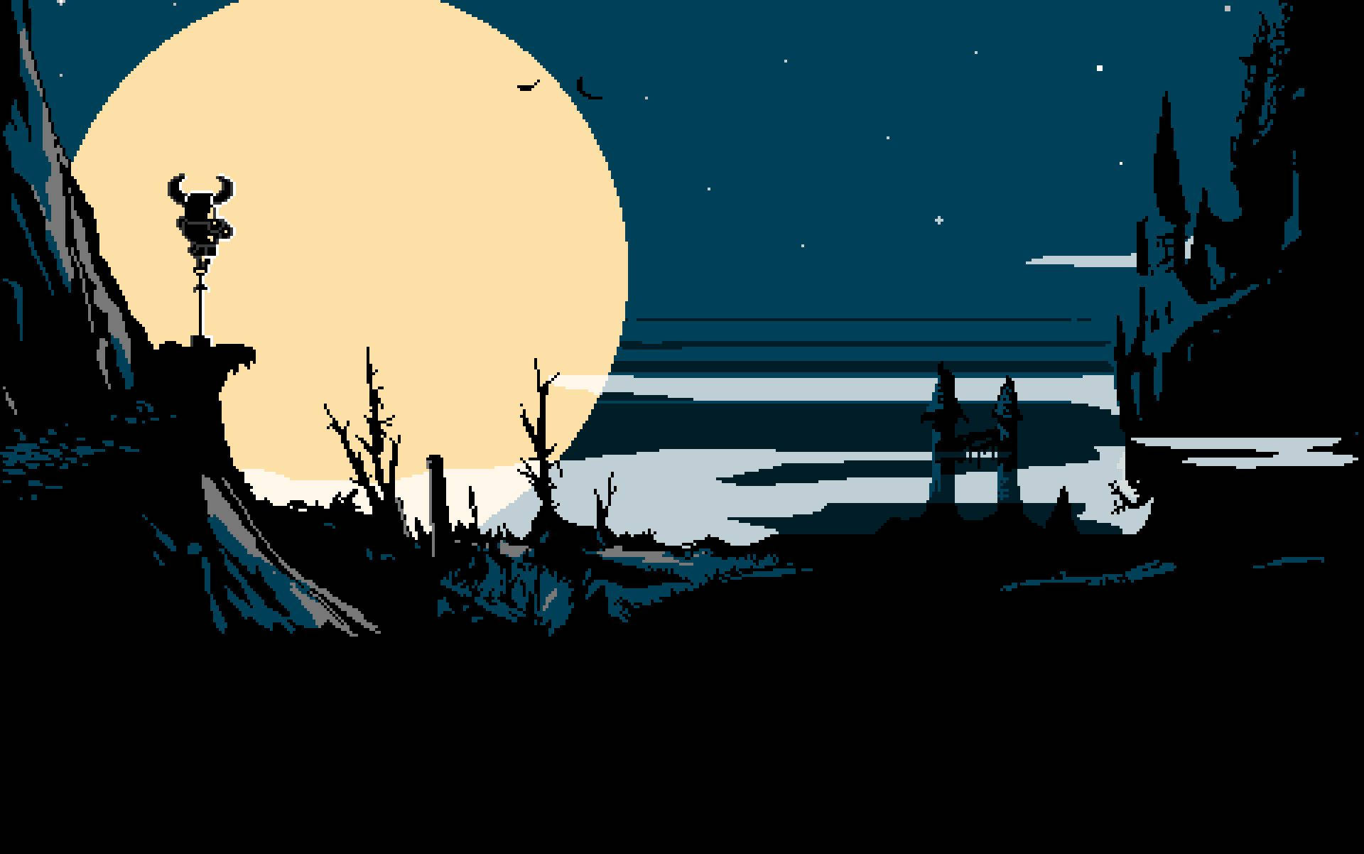 Shovel Knight, moon, night landscape, Full HD Desktop Wallpaper