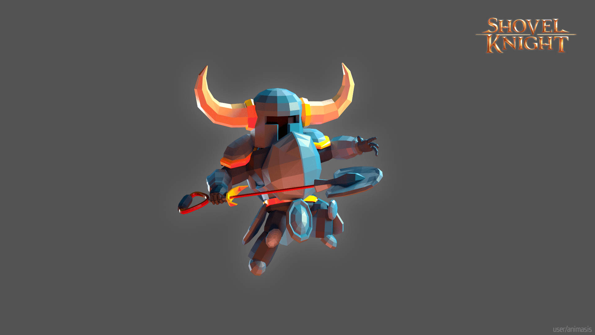 Shovel Knight, digital sprite, glowing orange horns, Full HD Desktop Wallpaper
