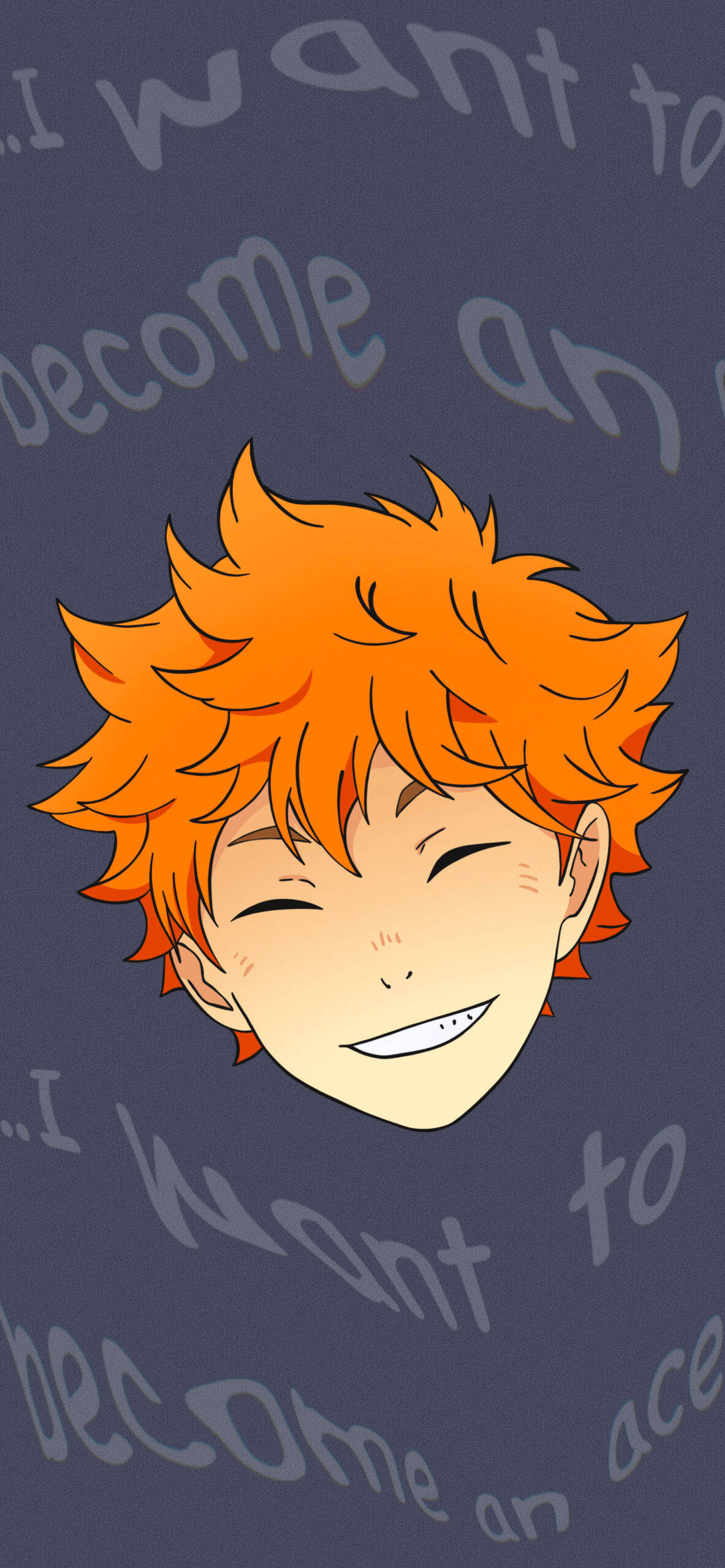 Shoyo Hinata, spiky orange hair, dark blue background, 2K Phone Wallpaper