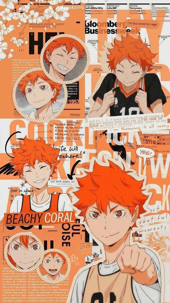 Shoyo Hinata, red-haired male character, orange tones, HD Phone Wallpaper