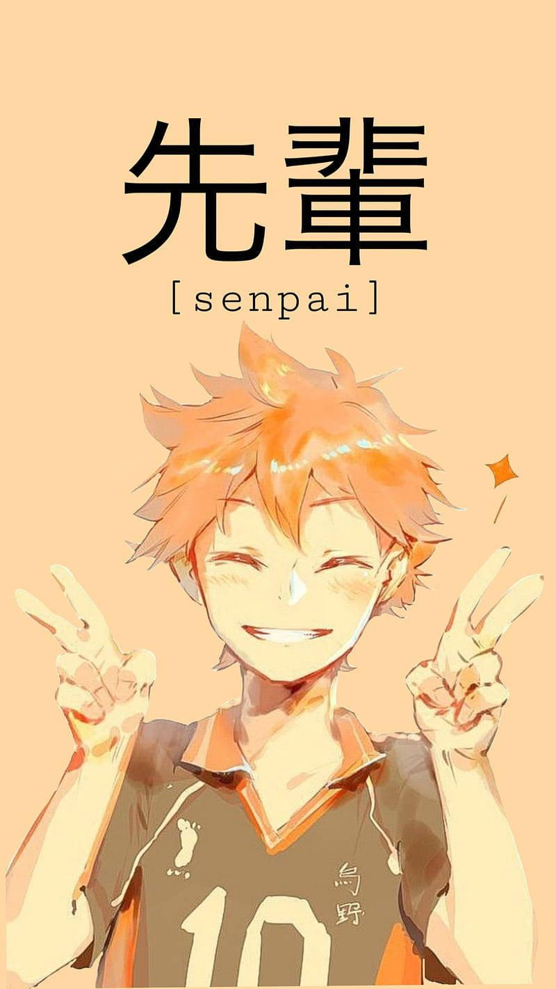 Shoyo Hinata, spiky orange hair, peace signs, HD Phone Wallpaper