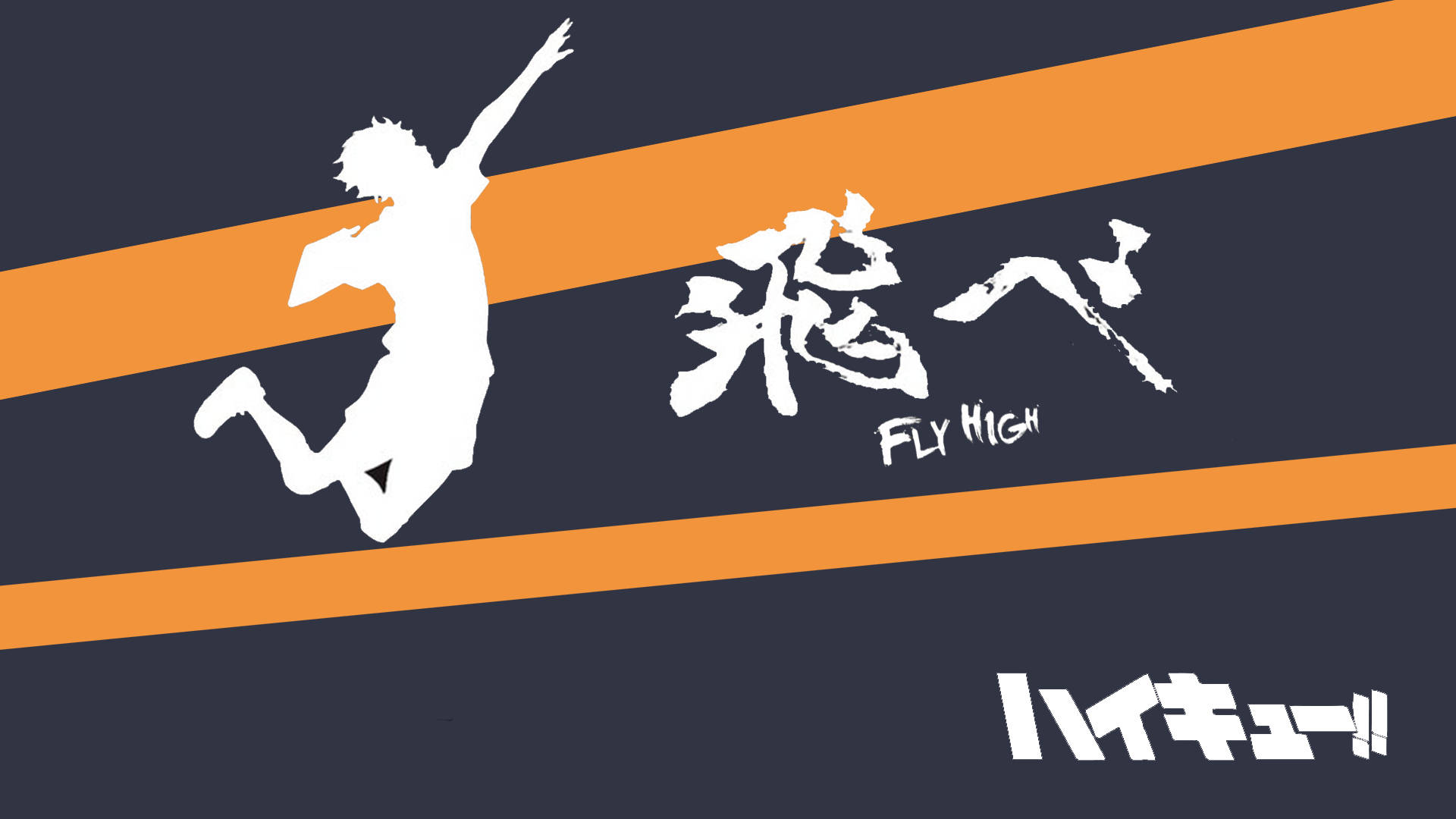 Shoyo Hinata, white silhouette, dark blue background, Full HD Desktop Wallpaper
