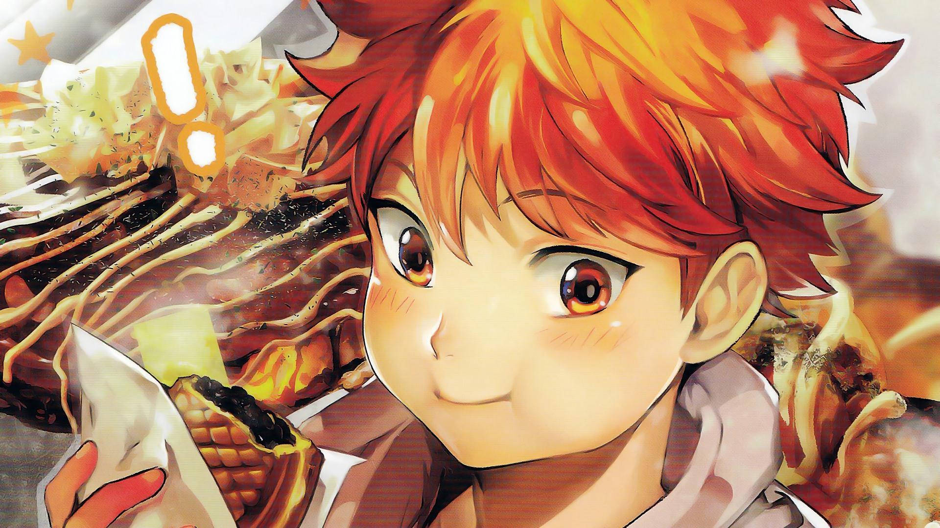 Shoyo Hinata, taiyaki, fiery orange hair, Full HD Desktop Wallpaper