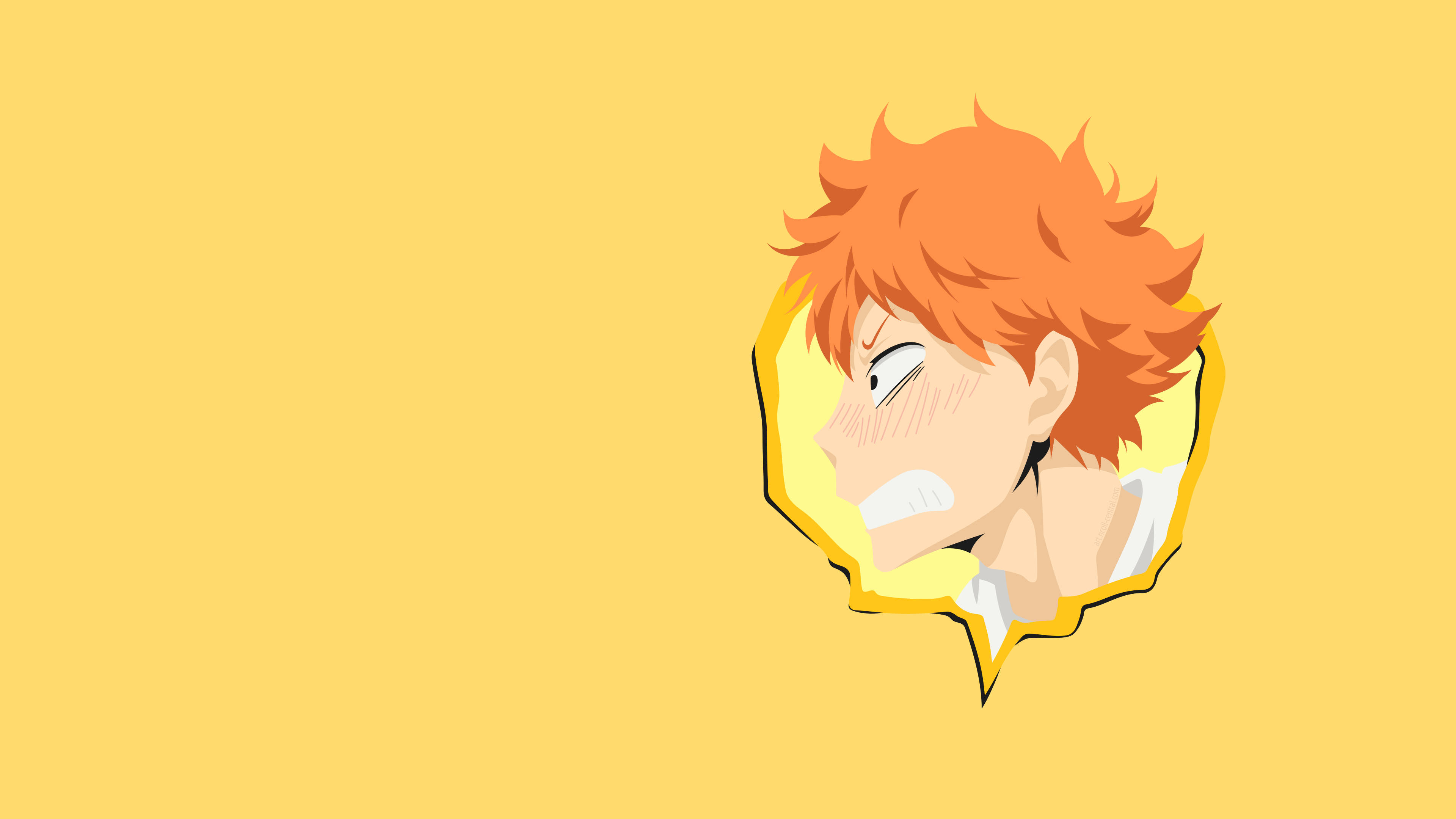 Shoyo Hinata, spiky orange hair, cheerful anime boy, 4K Desktop Wallpaper