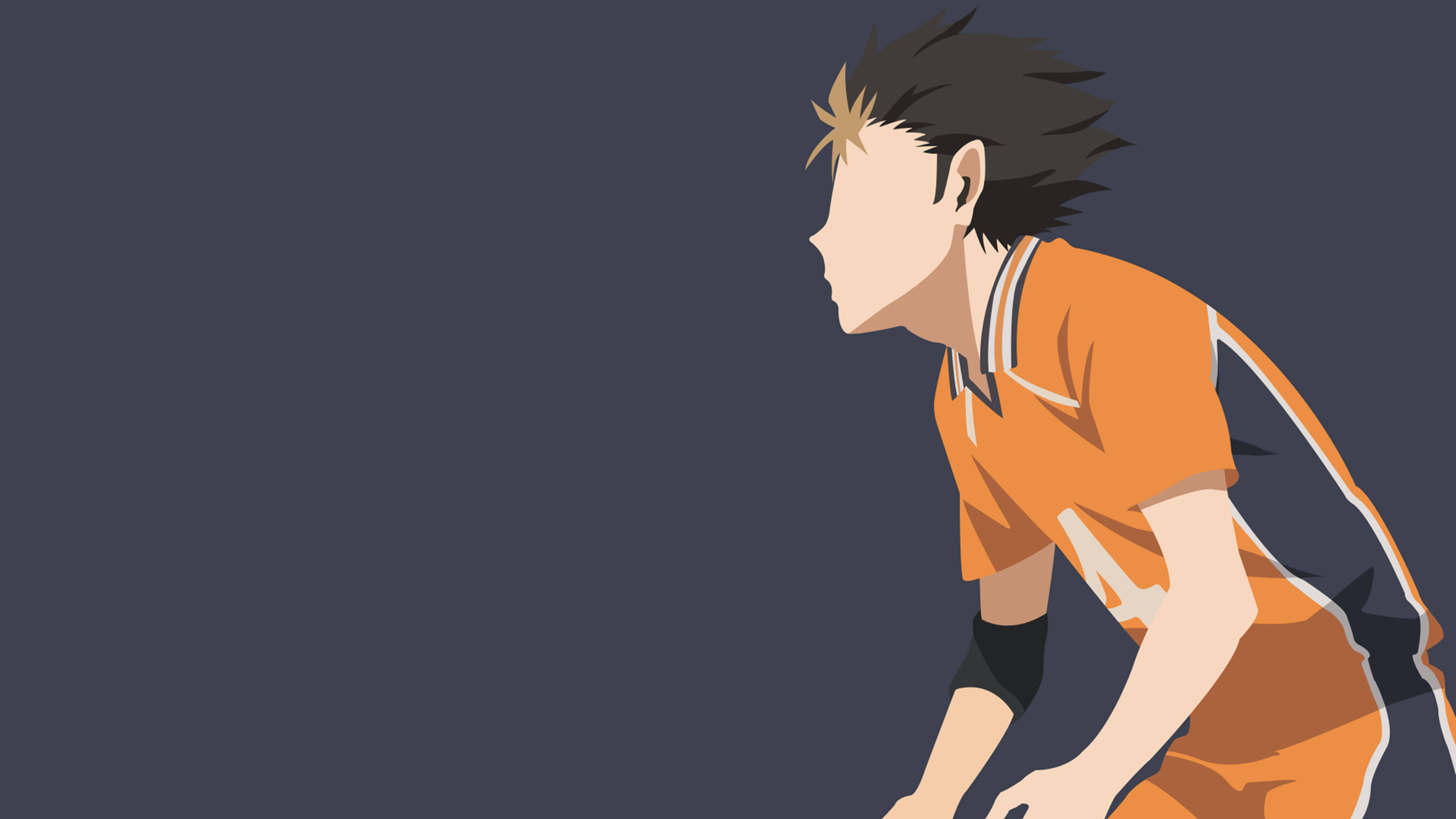 Shoyo Hinata, orange volleyball jersey, dark gray background, 5K Desktop Wallpaper