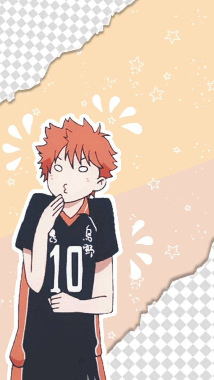 Shoyo Hinata, spiky red hair, black jersey number 10, HD Phone Wallpaper
