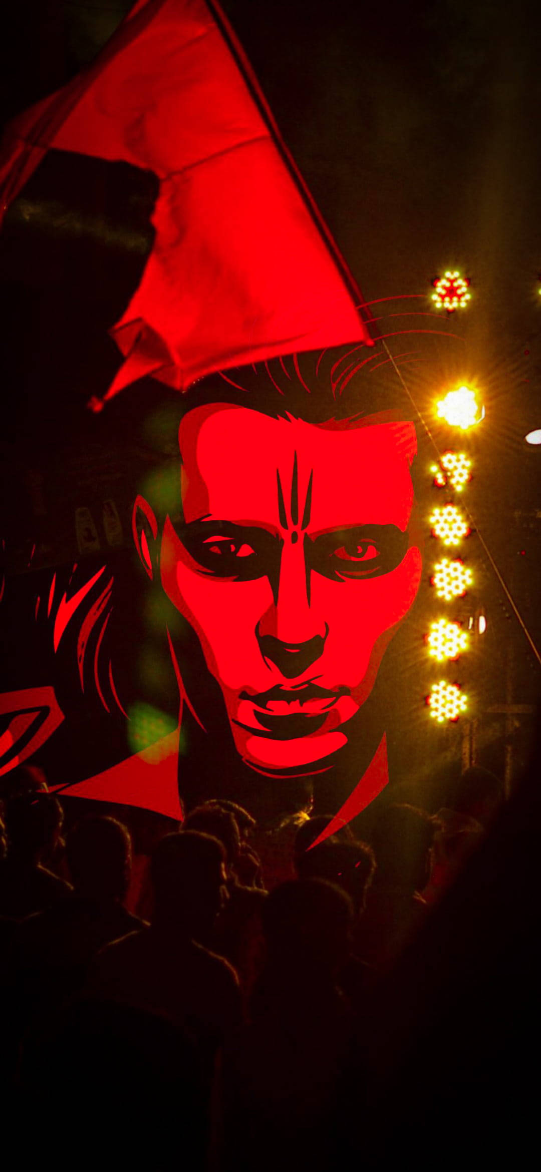 Red Shree Ram, pointed hat, red-lit, Full HD Phone Wallpaper