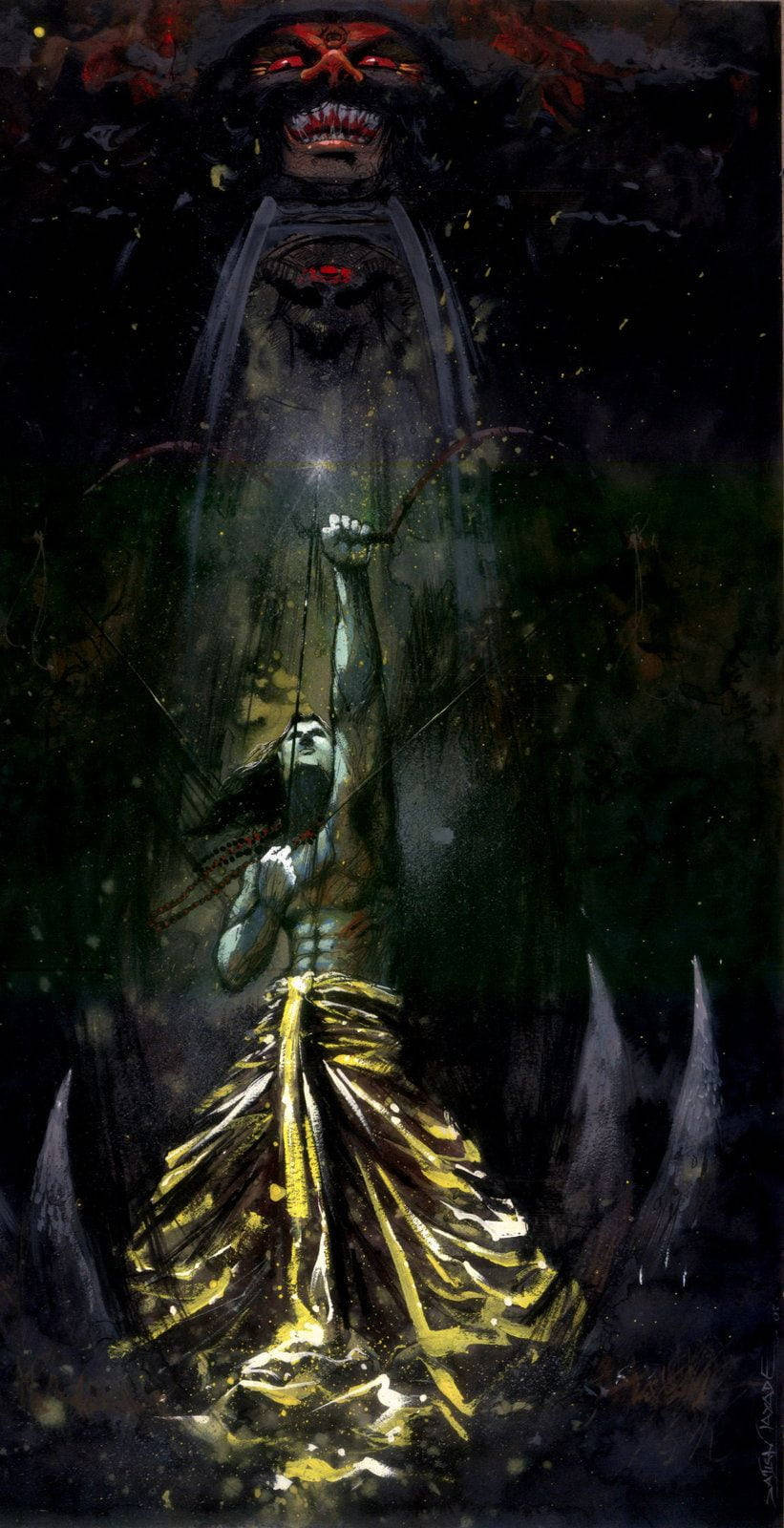 Shree Ram, demonic figure, glowing red eyes, HD Phone Wallpaper