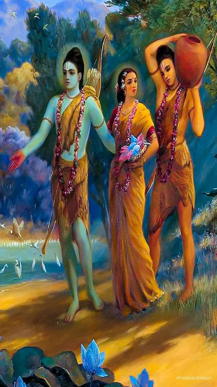 Shree Ram, wife, lush forest, HD Phone Wallpaper
