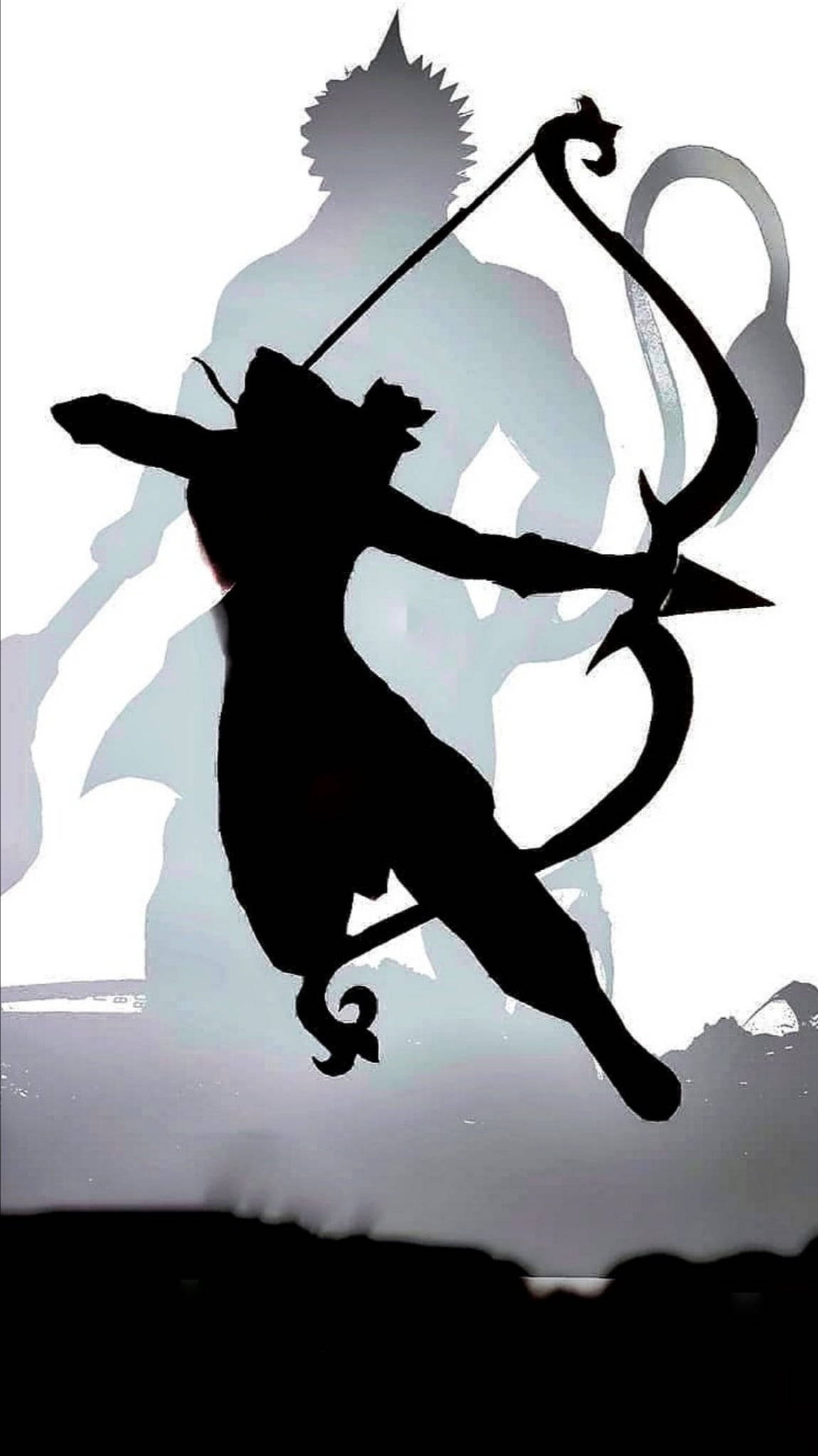 Shree Ram Warrior, cat-like figure, bow and arrow, Full HD Phone Wallpaper