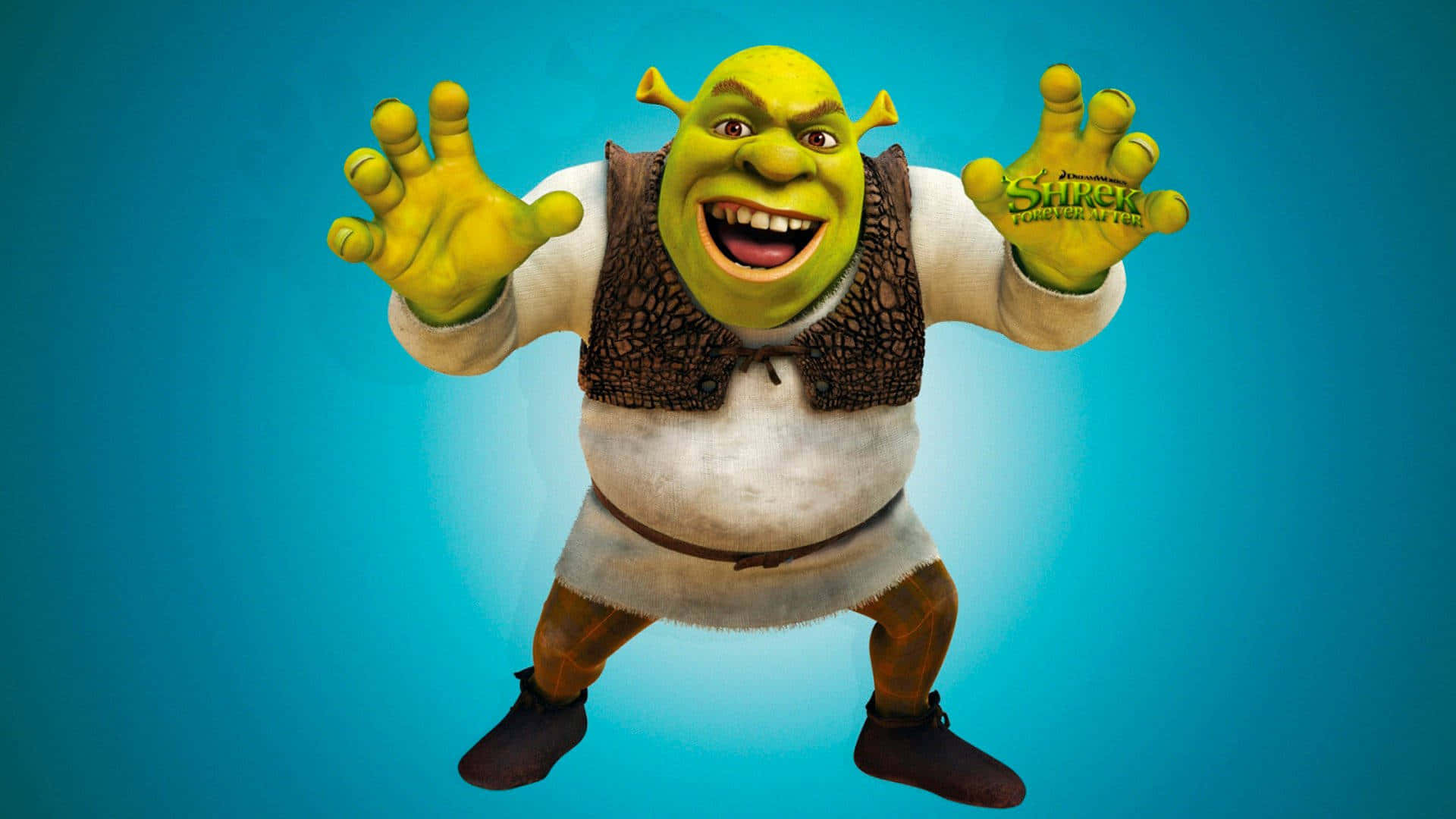 Shrek, ogre, vibrant blue background, Full HD Desktop Wallpaper