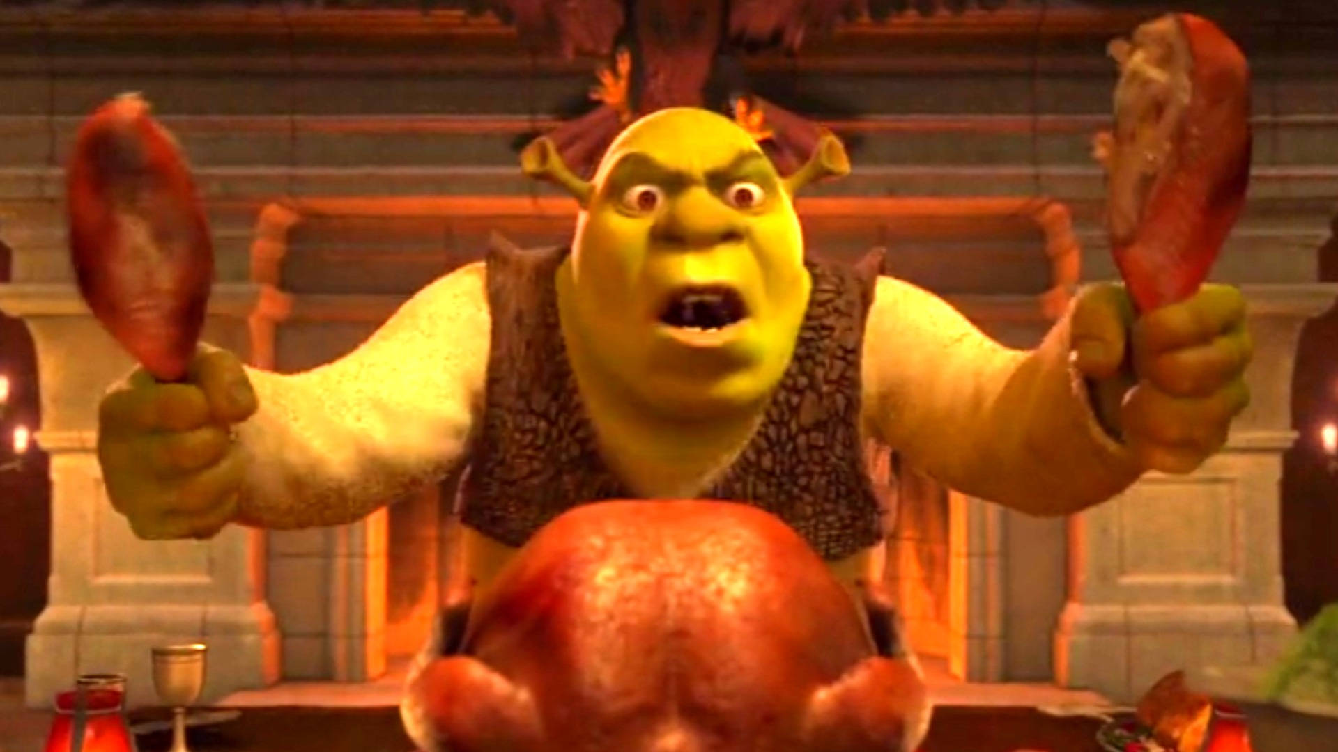 Shrek 2, drumsticks, roasted turkey, Full HD Desktop Wallpaper