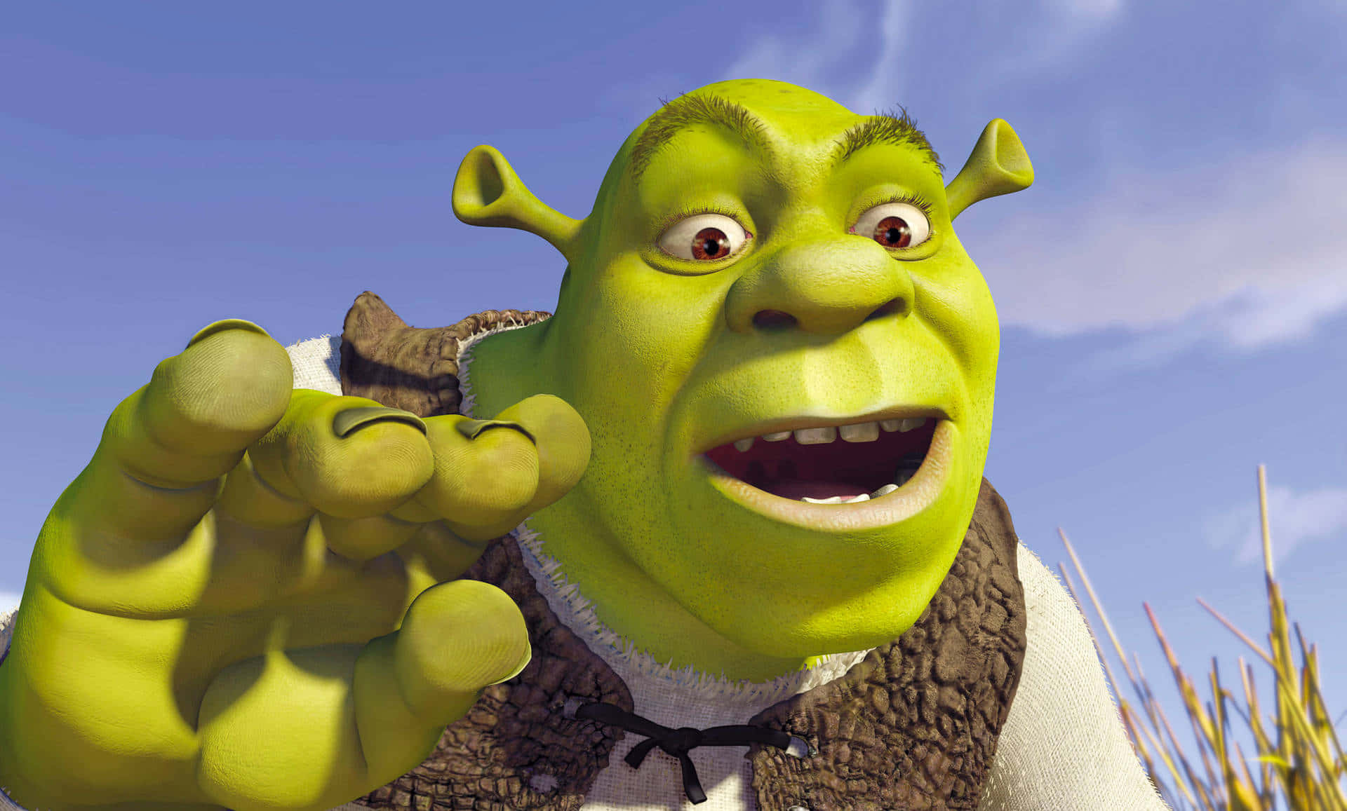 Shrek, green ogre, bright blue sky, Full HD Desktop Wallpaper