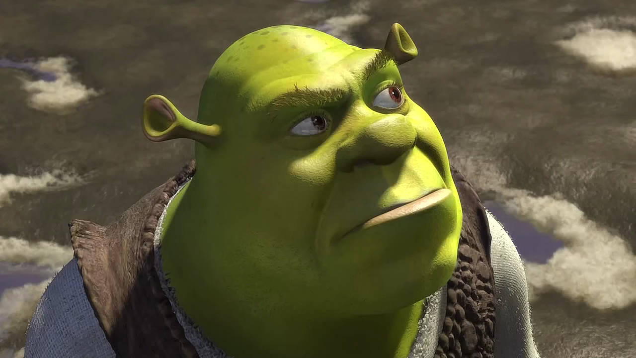 Shrek, cloudy sky, close-up, HD Desktop Wallpaper