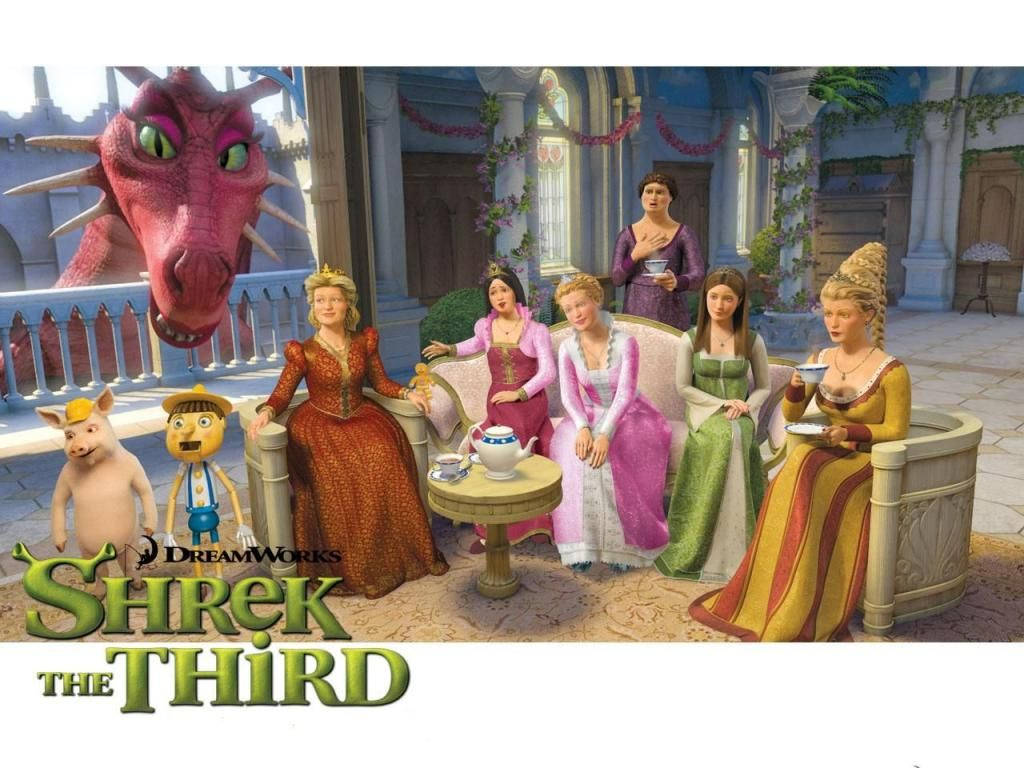 Shrek the Third, movie poster, animated royal women, SD Desktop Wallpaper