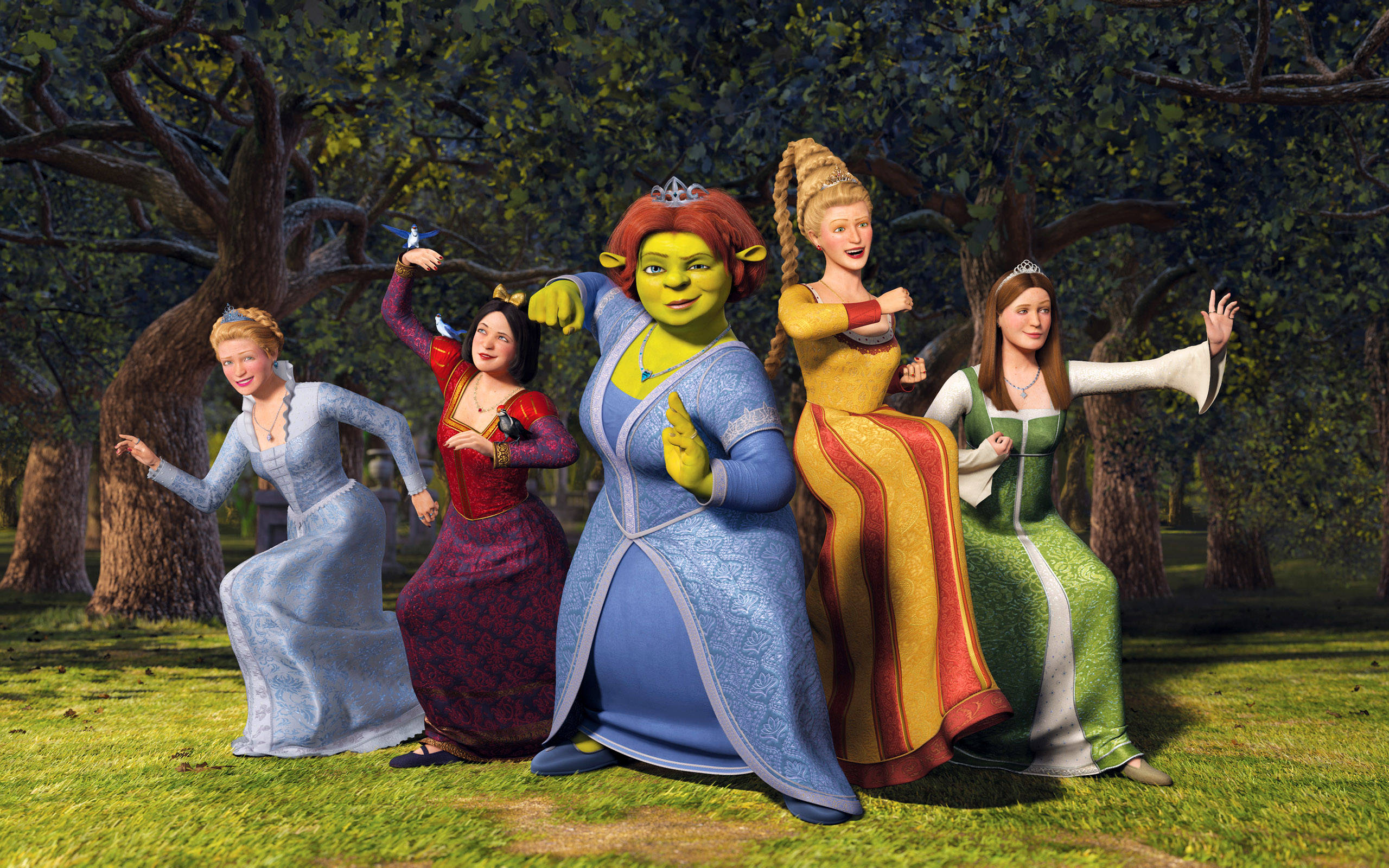 Shrek the Third, princesses, colorful gowns, 2K Desktop Wallpaper