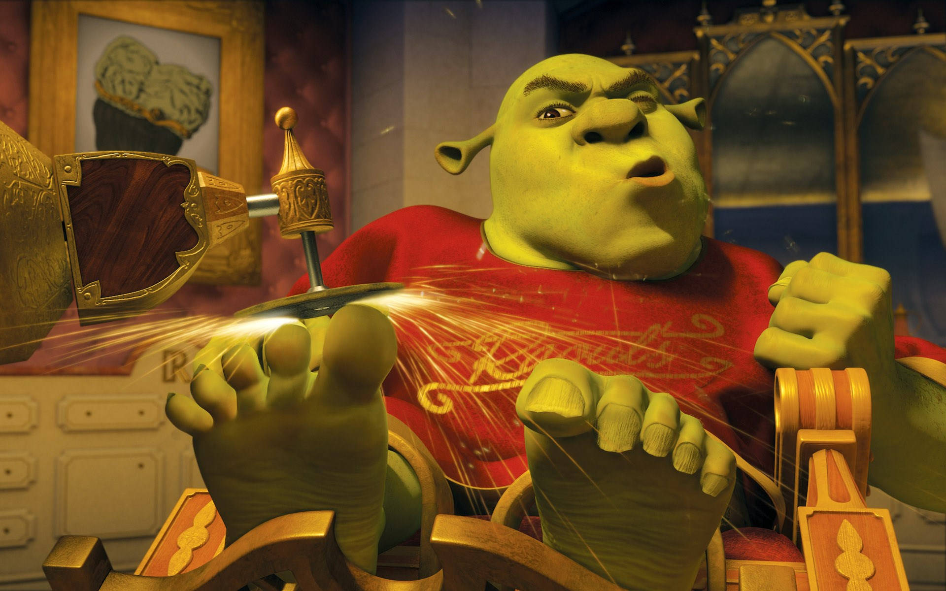 Shrek, Shrek The Third, throne-like chair, Full HD Desktop Wallpaper