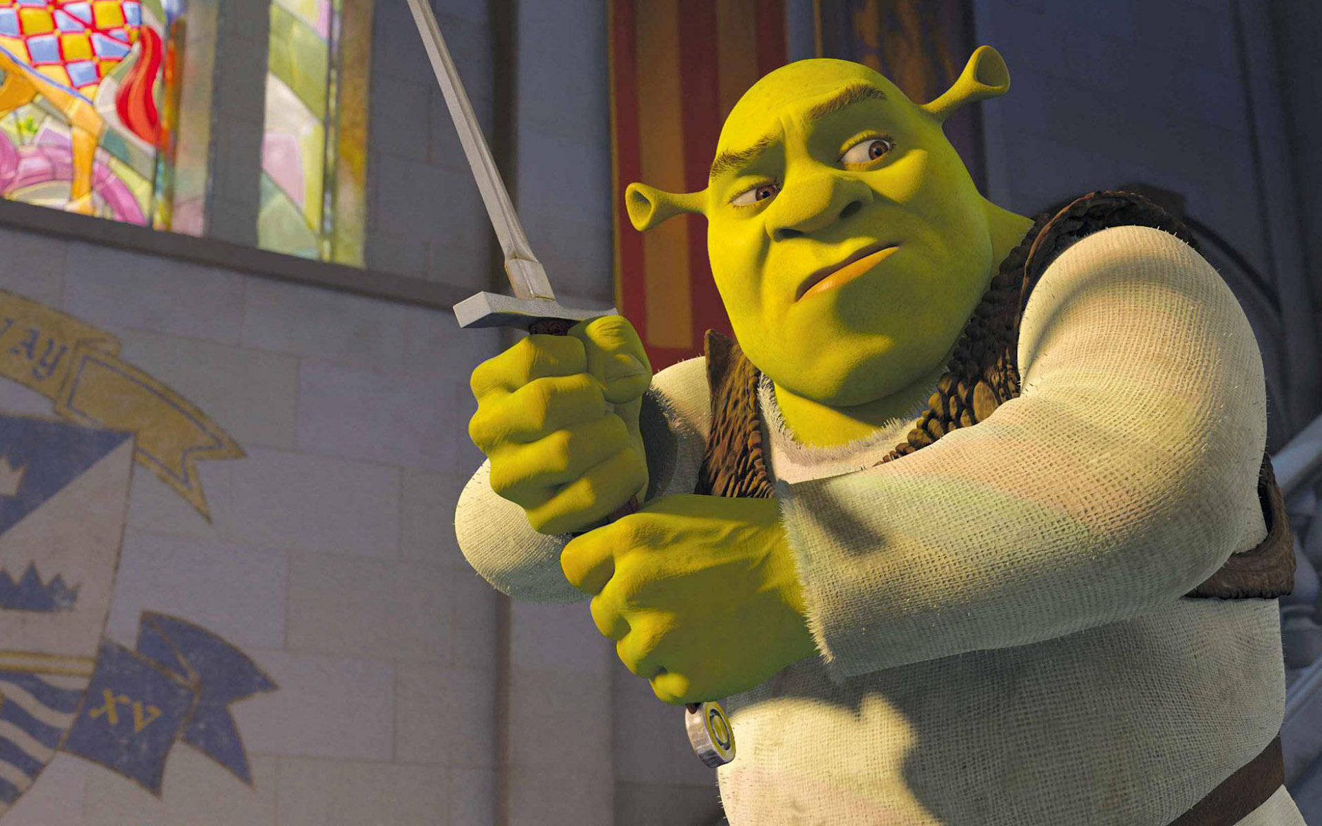 Shrek The Third, sword, castle, Full HD Desktop Wallpaper