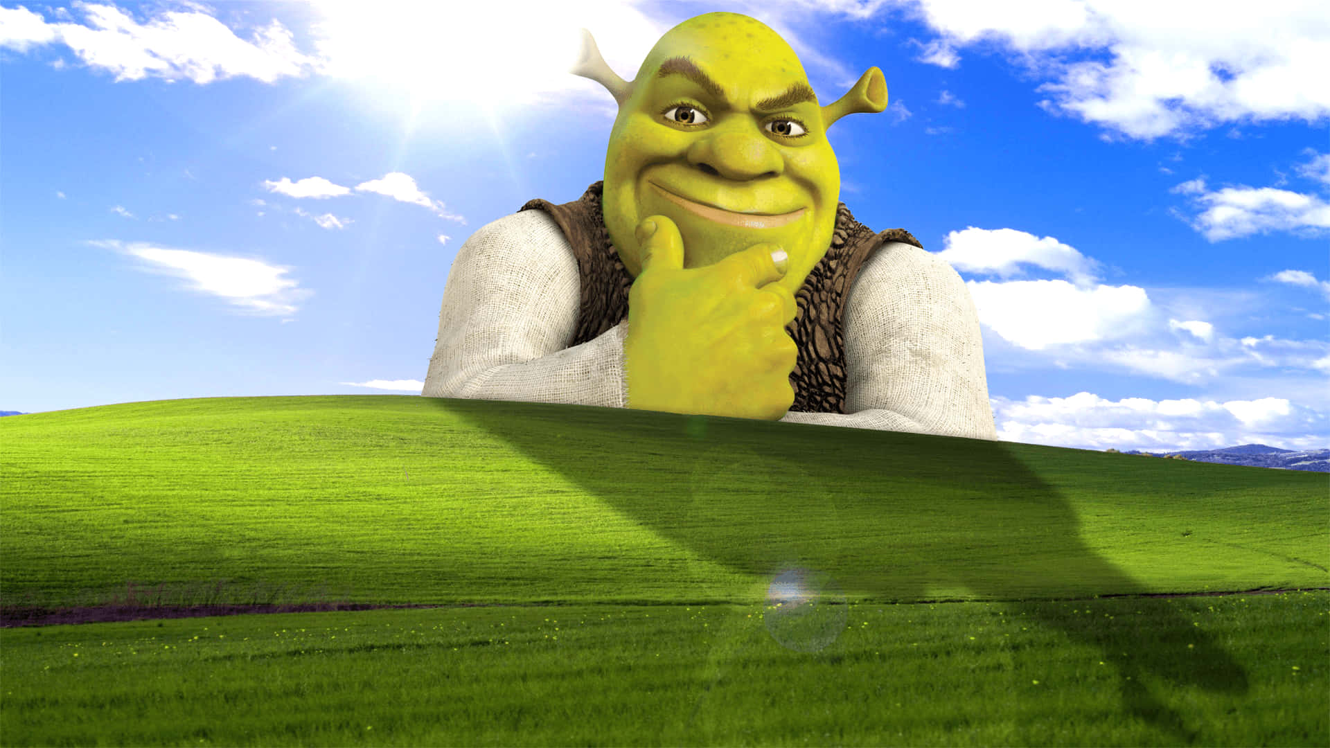 Shrek, ogre, grassy hill, Full HD Desktop Wallpaper