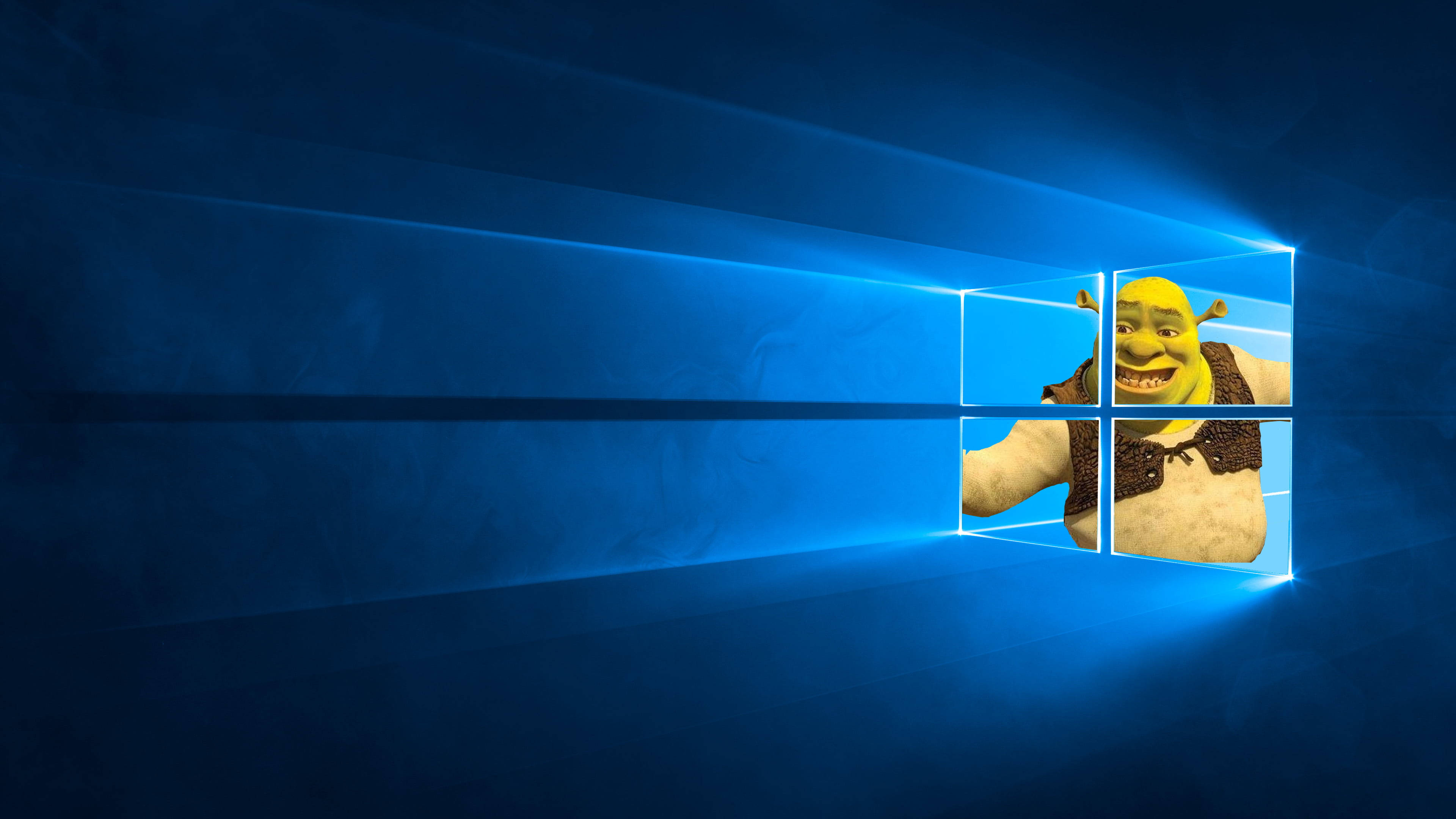 Shrek, Windows logo, blue, 4K Desktop Wallpaper