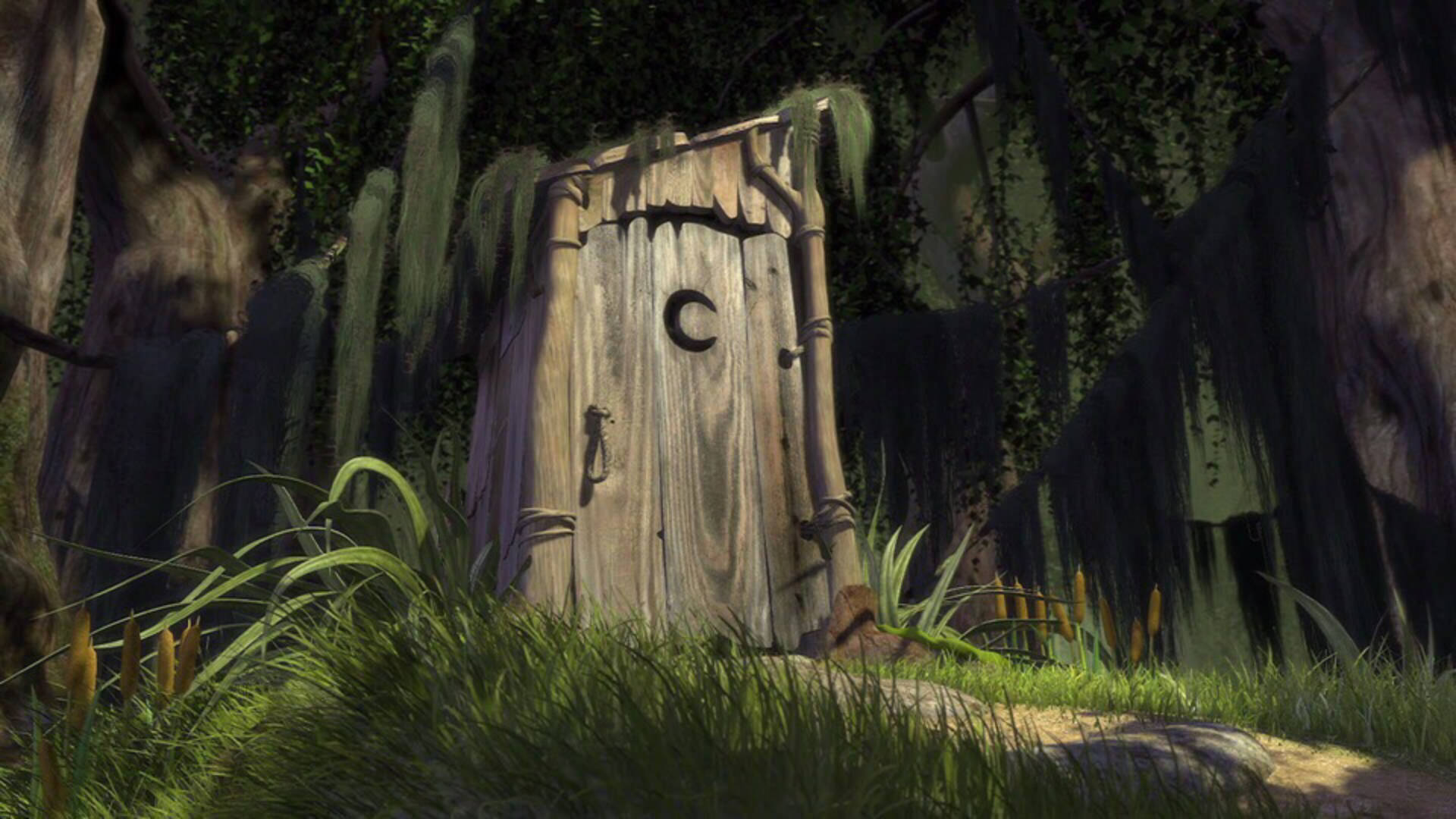 Shrek, bathroom, crescent moon, Full HD Desktop Wallpaper