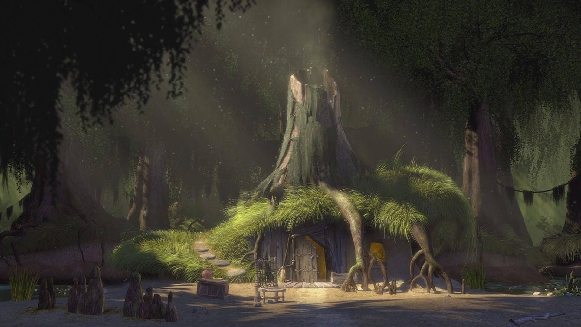 Shrek, swamp house, mystical treehouse, Full HD Desktop Wallpaper