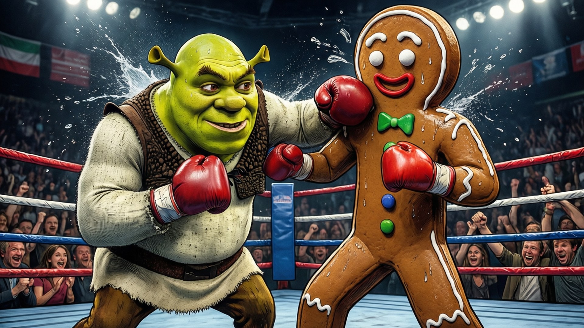 Shrek, gingerbread man, red boxing gloves, Full HD Desktop Wallpaper